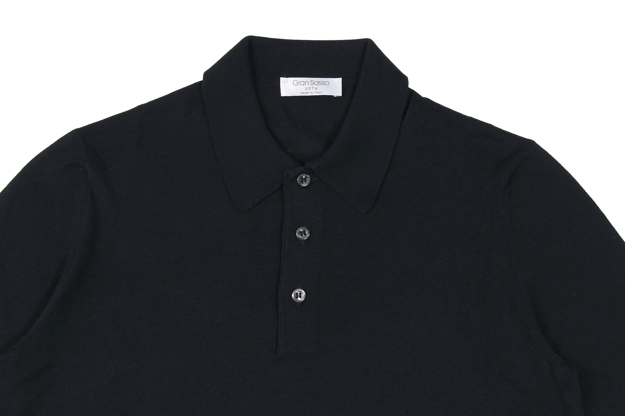 Gran Sasso (グランサッソ) Silk Knit Polo Shirt (シルクニットポロシャツ) SETA (シルク 100%) シルク ニット ポロシャツ BLACK (ブラック・099) made in italy (イタリア製) 2020 春夏新作 【入荷しました】【フリー分発売開始】 愛知 名古屋 altoediritto アルトエデリット 