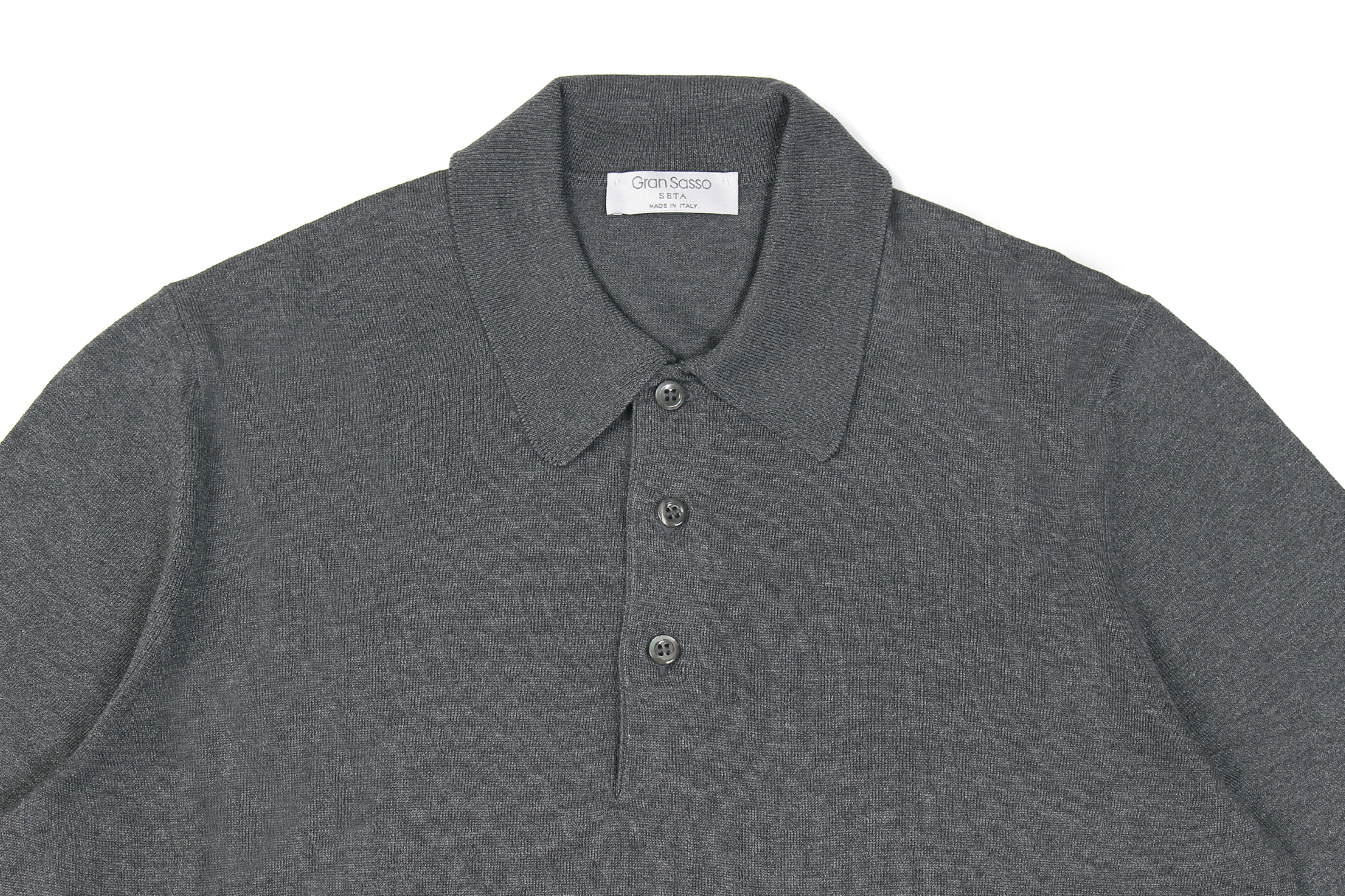 Gran Sasso (グランサッソ) Silk Knit Polo Shirt (シルクニットポロシャツ) SETA (シルク 100%) シルク ニット ポロシャツ GREY (グレー・097) made in italy (イタリア製) 2020 春夏新作 愛知 名古屋 altoediritto アルトエデリット 