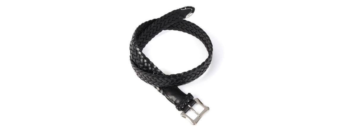 J&M DAVIDSON (ジェイアンドエムデヴィッドソン) ENVELOPE BUCKLE TIP END PLAITED BELT 30MM (エンベロープバックルチップエンドプレーテッドベルト 30mm) COWHIDE LEATHER (カウハイドレザー) プンターレ メッシュベルト BLACK (ブラック・999) Made in spain (スペイン製) 2020 春夏新作 jandmdavidson 愛知 名古屋 altoediritto アルトエデリット レザーベルト