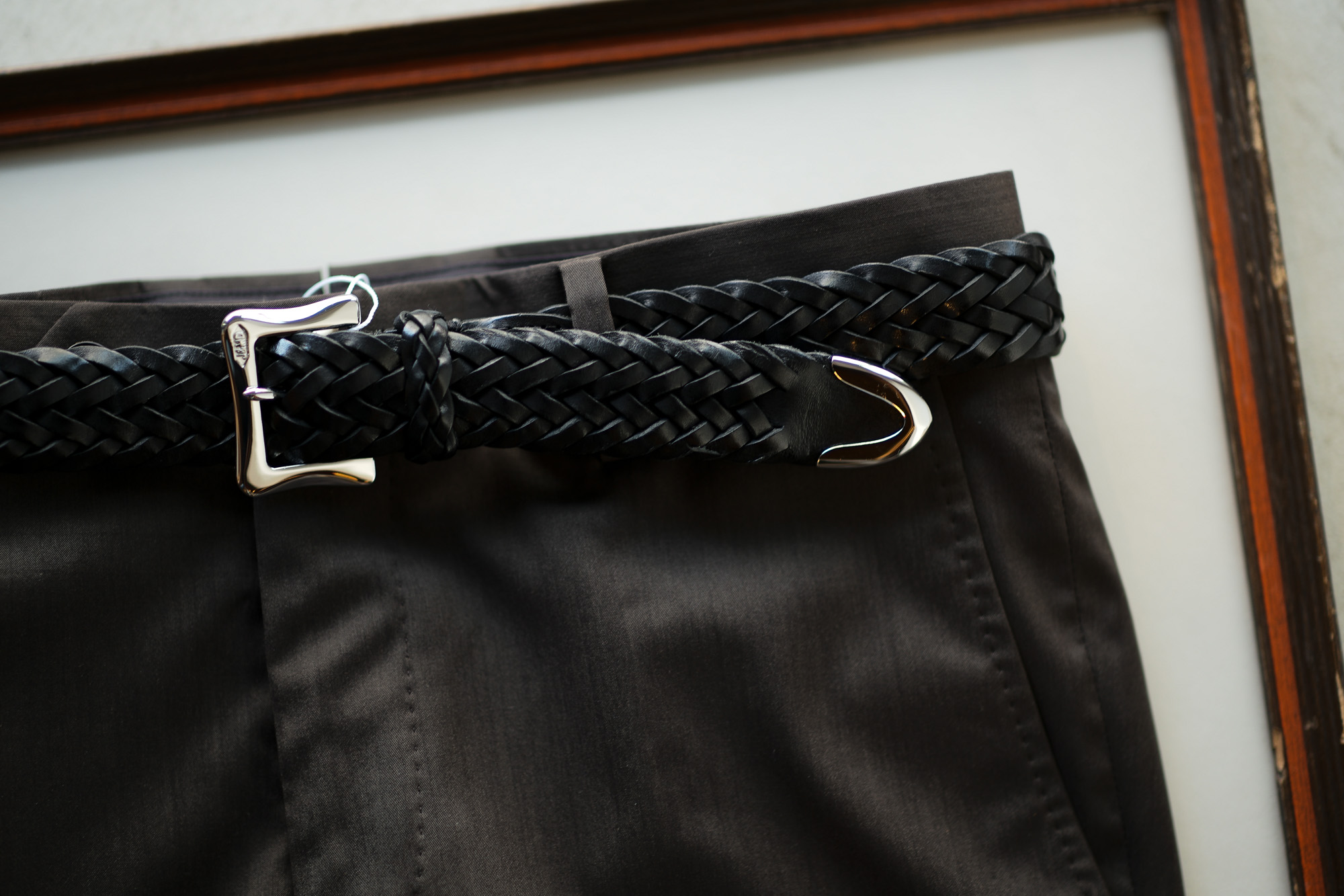 J&M DAVIDSON (ジェイアンドエムデヴィッドソン) 57301SP ENVELOPE BUCKLE TIP END PLAITED BELT 30MM (エンベロープバックルチップエンドプレーテッドベルト 30mm) COWHIDE LEATHER (カウハイドレザー) プンターレ メッシュベルト BLACK (ブラック・999) Made in spain (スペイン製) 2020 春夏新作 jandmdavidson 愛知 名古屋 altoediritto アルトエデリット レザーベルト