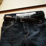 J&M DAVIDSON (ジェイアンドエムデヴィッドソン) 57301SP ENVELOPE BUCKLE TIP END PLAITED BELT 30MM (エンベロープバックルチップエンドプレーテッドベルト 30mm) COWHIDE LEATHER (カウハイドレザー) プンターレ メッシュベルト BLACK (ブラック・999) Made in spain (スペイン製) 2020 春夏新作のイメージ