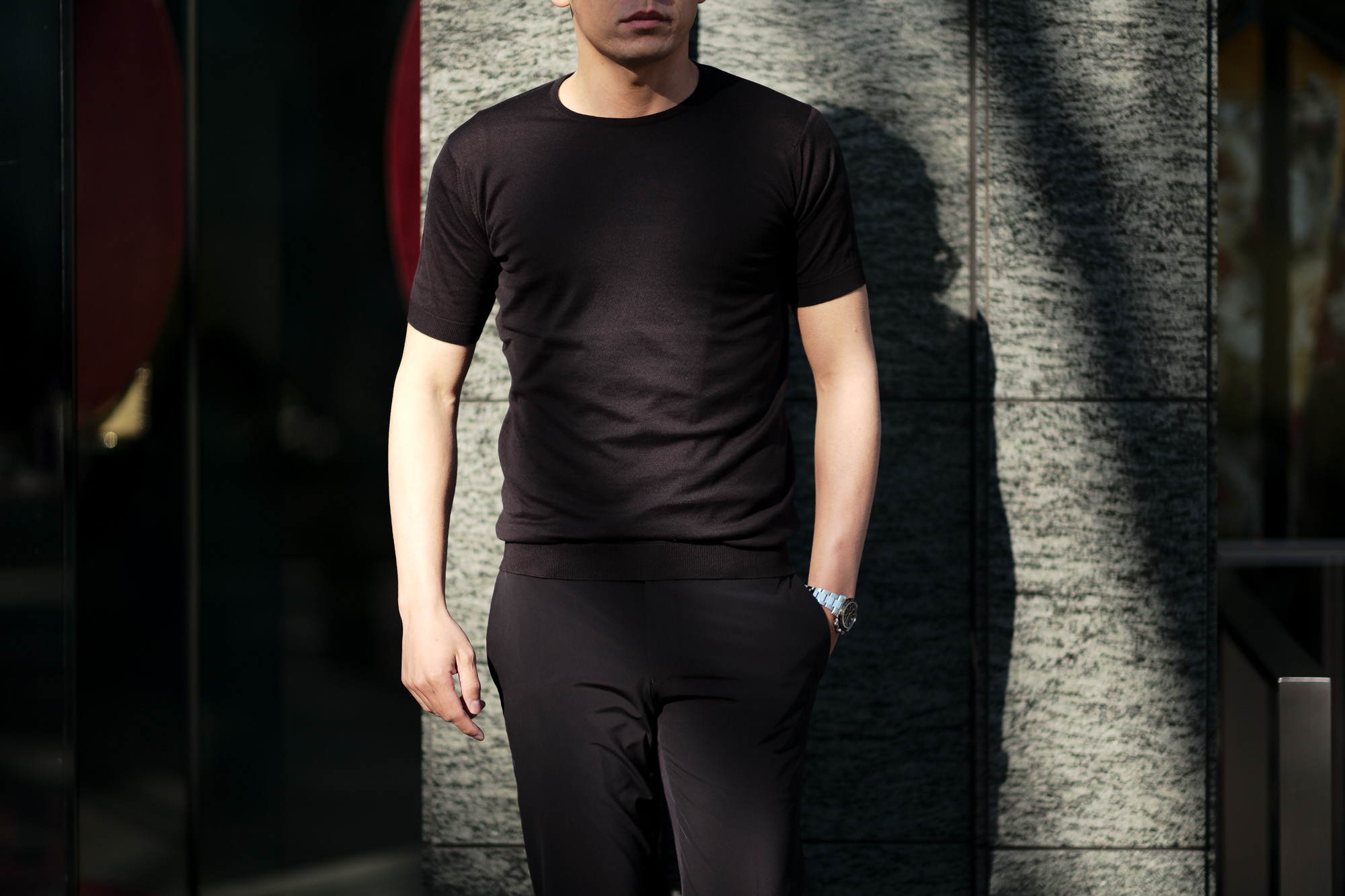 JOHN SMEDLEY(ジョンスメドレー) BELDEN (ベルデン) SEA ISLAND COTTON (シーアイランドコットン) ショートスリーブ コットンニット Tシャツ BLACK (ブラック) Made in England (イギリス製) 2020 春夏新作  愛知 名古屋 altoediritto アルトエデリット