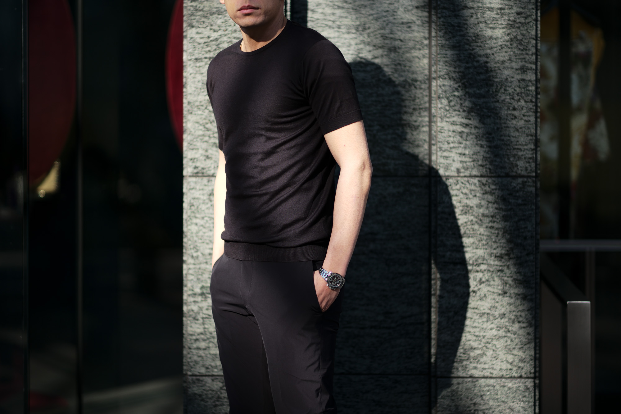 JOHN SMEDLEY(ジョンスメドレー) BELDEN (ベルデン) SEA ISLAND COTTON (シーアイランドコットン) ショートスリーブ コットンニット Tシャツ BLACK (ブラック) Made in England (イギリス製) 2020 春夏新作  愛知 名古屋 altoediritto アルトエデリット