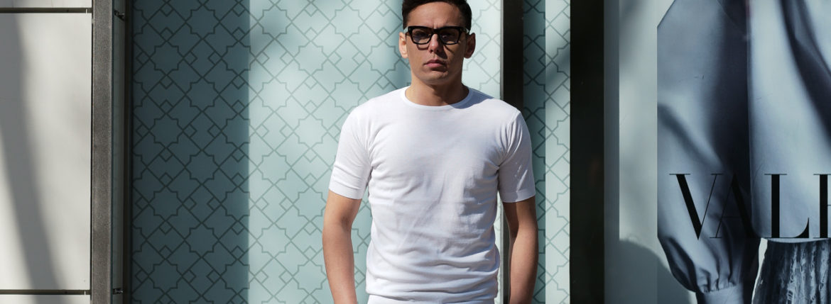 JOHN SMEDLEY(ジョンスメドレー) BELDEN (ベルデン) SEA ISLAND COTTON (シーアイランドコットン) ショートスリーブ コットンニット Tシャツ WHITE (ホワイト) Made in England (イギリス製) 2020 春夏新作 愛知 名古屋 altoediritto アルトエデリット