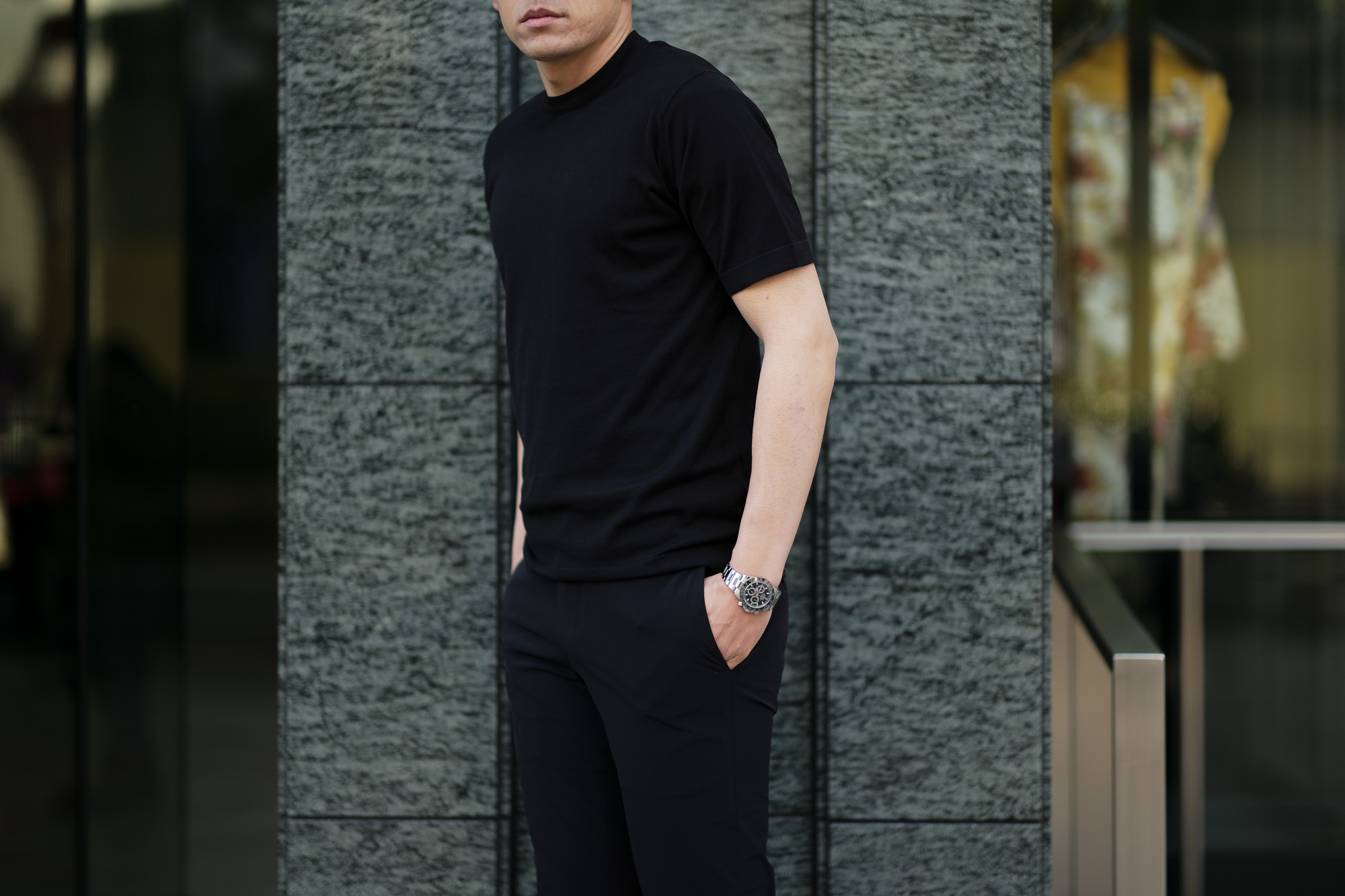 JOHN SMEDLEY(ジョンスメドレー) LORCA (ロルカ) SEA ISLAND COTTON (シーアイランドコットン) コットンニット Tシャツ BLACK (ブラック) Made in England (イギリス製) 2020 春夏新作 愛知 名古屋 altoediritto アルトエデリット