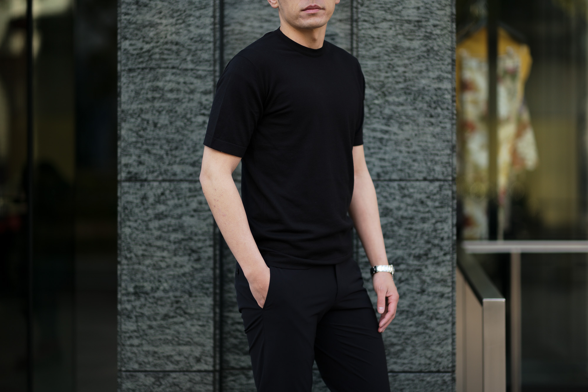 JOHN SMEDLEY(ジョンスメドレー) LORCA (ロルカ) SEA ISLAND COTTON (シーアイランドコットン) コットンニット Tシャツ BLACK (ブラック) Made in England (イギリス製) 2020 春夏新作 愛知 名古屋 altoediritto アルトエデリット