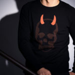 lucien pellat-finet(ルシアン ペラフィネ) Horn Skull Cashmere Sweater (ホーン スカル カシミア セーター) インターシャ カシミア スカル セーター BLACK × BROWN (ブラック × ブラウン) made in scotland (スコットランド製) 2020 春夏新作のイメージ