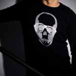 lucien pellat-finet(ルシアン ペラフィネ) Skull Sunglasses Cashmere Sweater (スカル サングラス カシミア セーター) インターシャ カシミア スカル セーター BLACK × GREY (ブラック × グレー) made in scotland (スコットランド製) 2020 春夏新作のイメージ