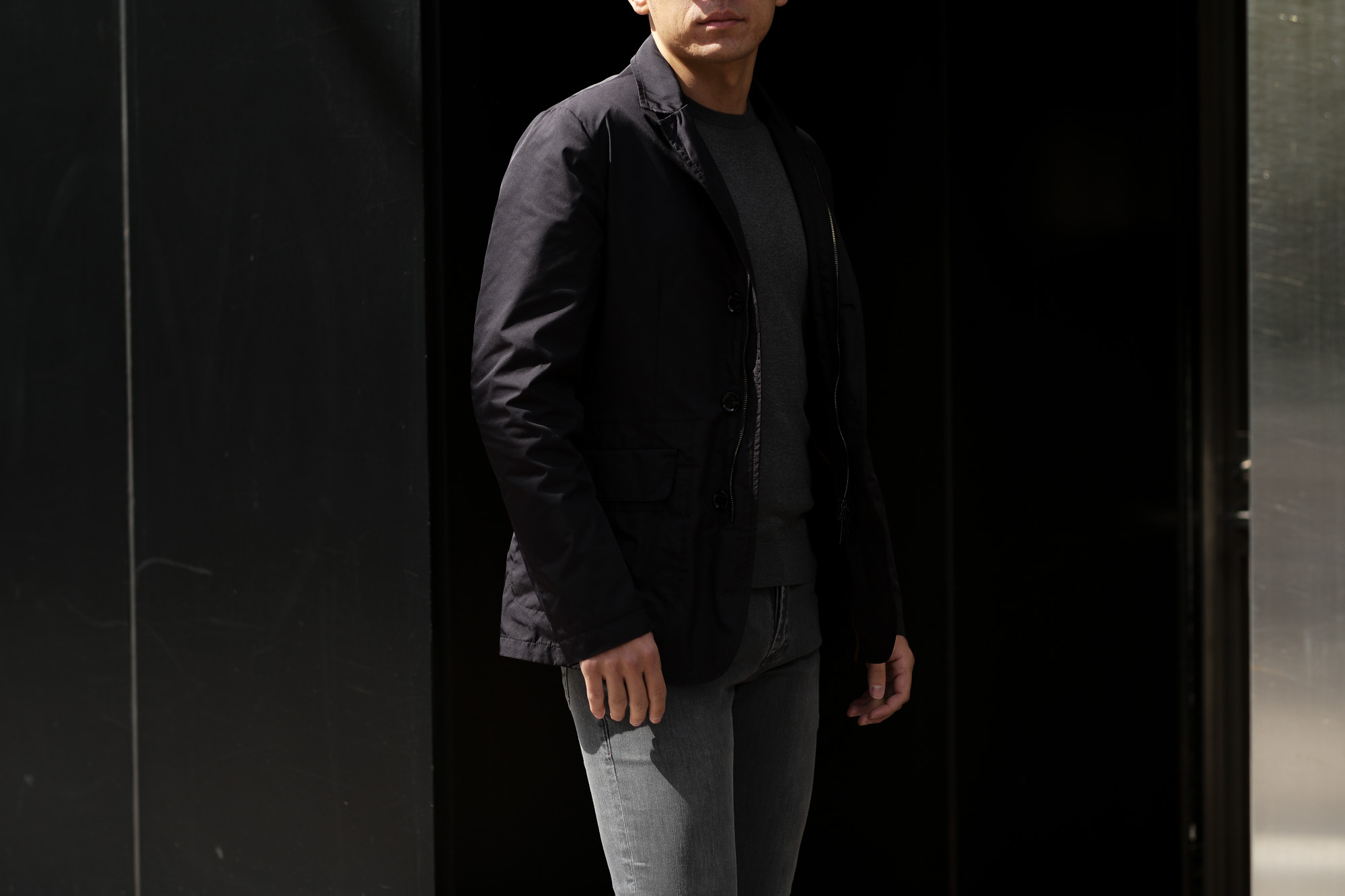 MOORER(ムーレー) GHIBERTI-KM1 (ギベルティ) ナイロン シングル ジャケット NERO (ブラック) Made in italy (イタリア製) 2020 春夏新作  愛知 名古屋 altoediritto アルトエデリット