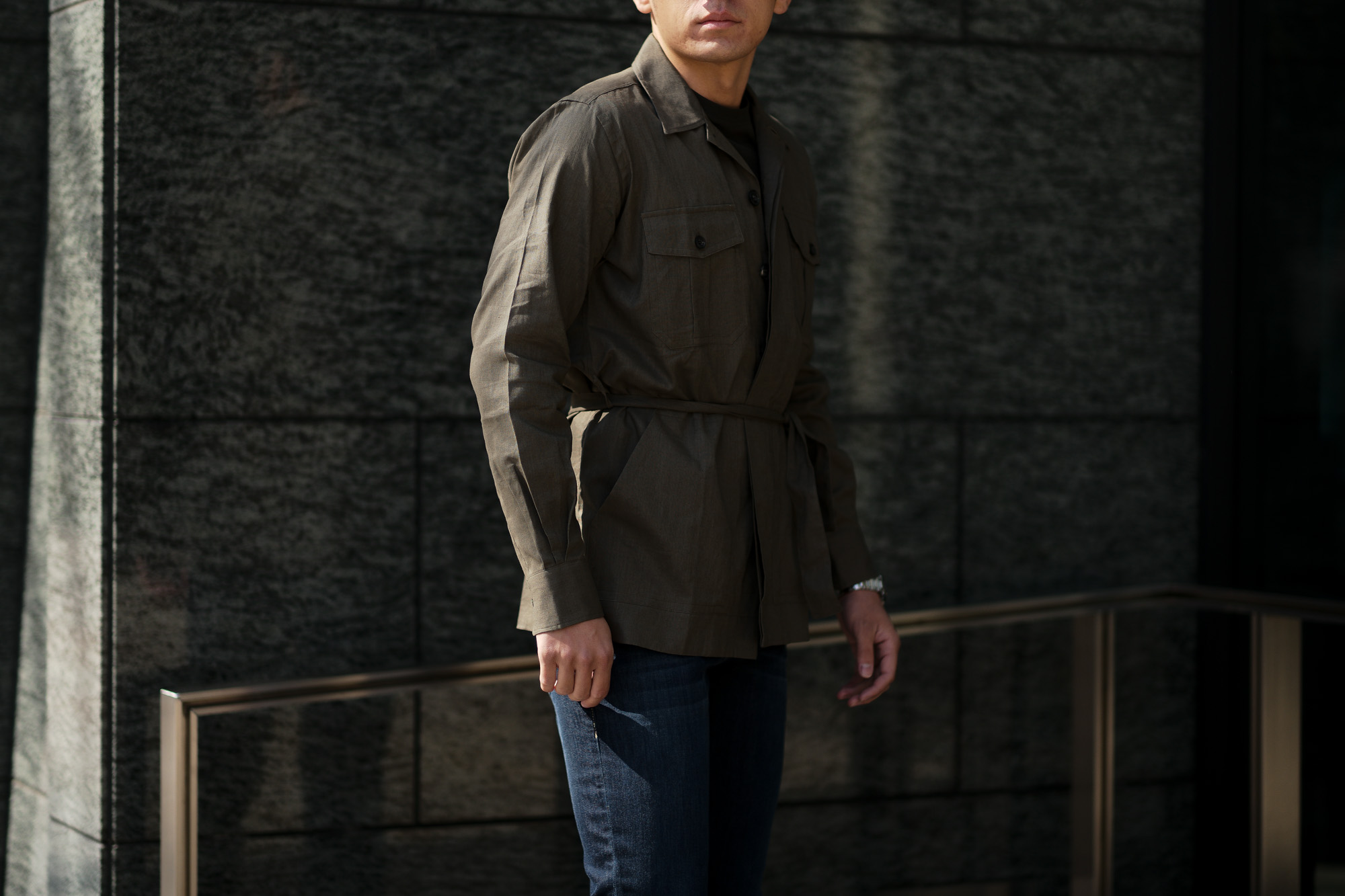 ORIAN (オリアン) LARMY リネンコットン サファリ ジャケット KHAKI (カーキ・75) Made in italy (イタリア製) 2020 春夏新作 愛知 名古屋 altoediritto アルトエデリット