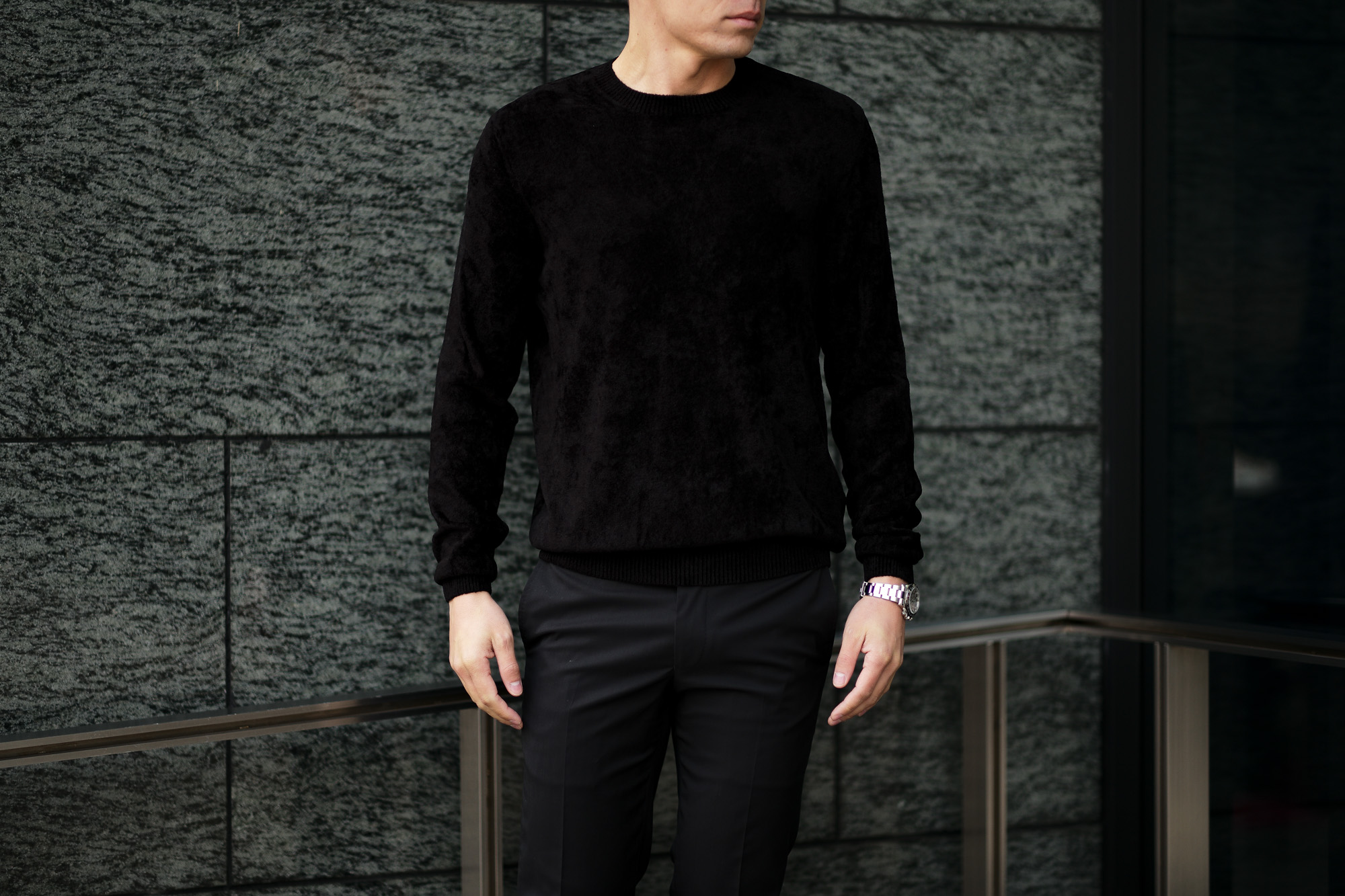 Settefili Cashmere (セッテフィーリ カシミア) Pile Knit Sweater パイルニットセーター BLACK (ブラック・GD03) made in italy (イタリア製)  2020 春夏新作 愛知 名古屋 altoediritto アルトエデリット