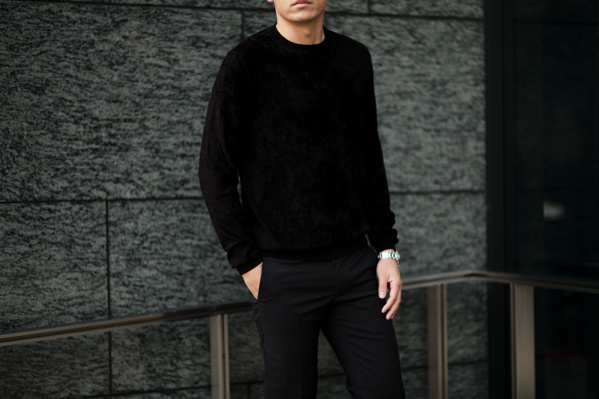 Settefili Cashmere (セッテフィーリ カシミア) Pile Knit Sweater パイルニットセーター BLACK (ブラック・GD03) made in italy (イタリア製)  2020 春夏新作 愛知 名古屋 altoediritto アルトエデリット