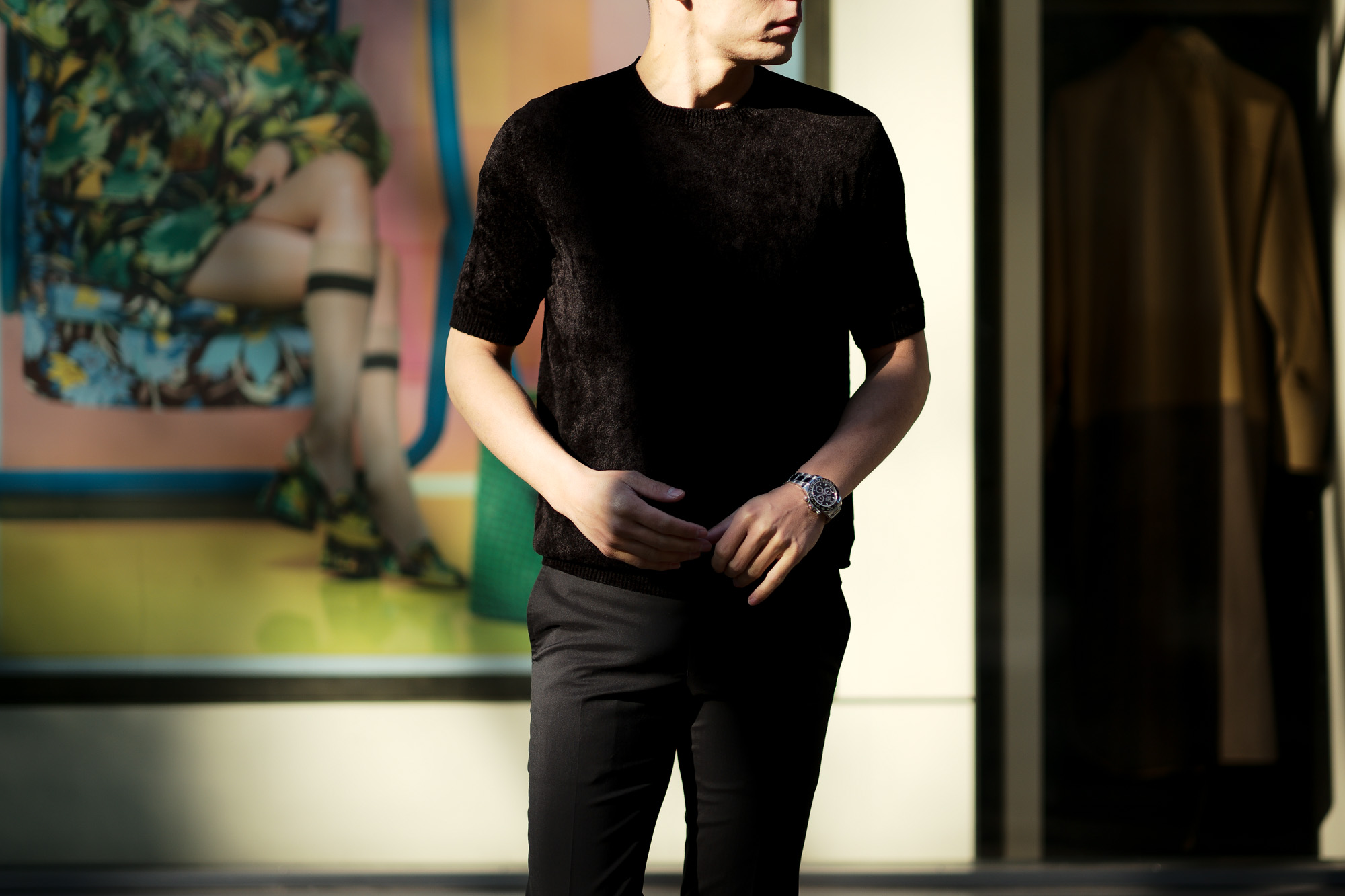 Settefili Cashmere (セッテフィーリ カシミア) Pile Knit T-shirt パイルニットTシャツ BLACK (ブラック・GD03) made in italy (イタリア製) 2020 春夏新作 愛知 名古屋 altoediritto アルトエデリット