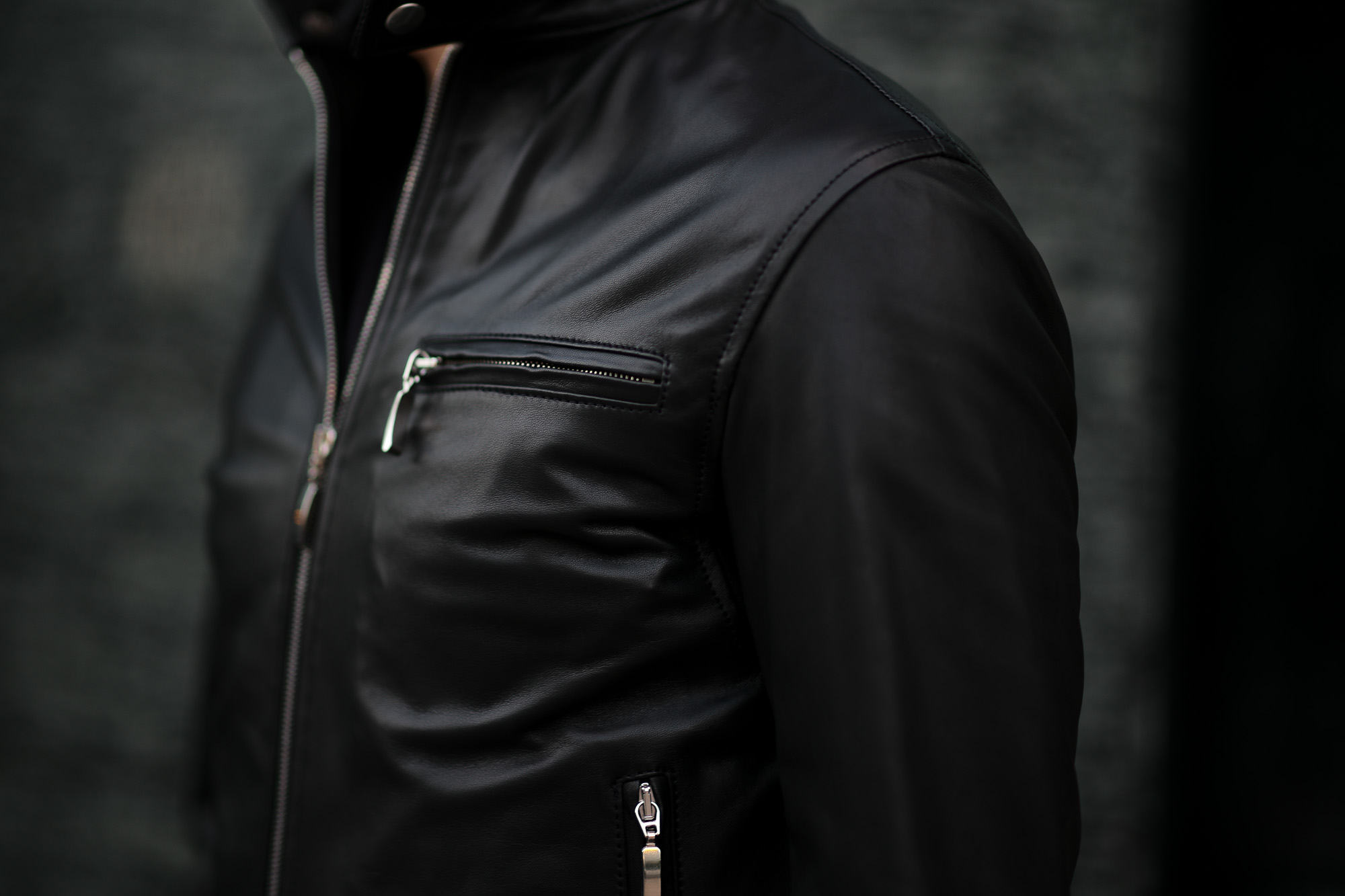 SILENCE(サイレンス) Single Leather Jacket (シングルレザー ジャケット) Goatskin Leather (ゴートスキンレザー) シングル ライダース ジャケット NERO (ブラック) Made in italy (イタリア製) 2020 春夏新作 愛知 名古屋 altoediritto アルトエデリット レザージャケット 
