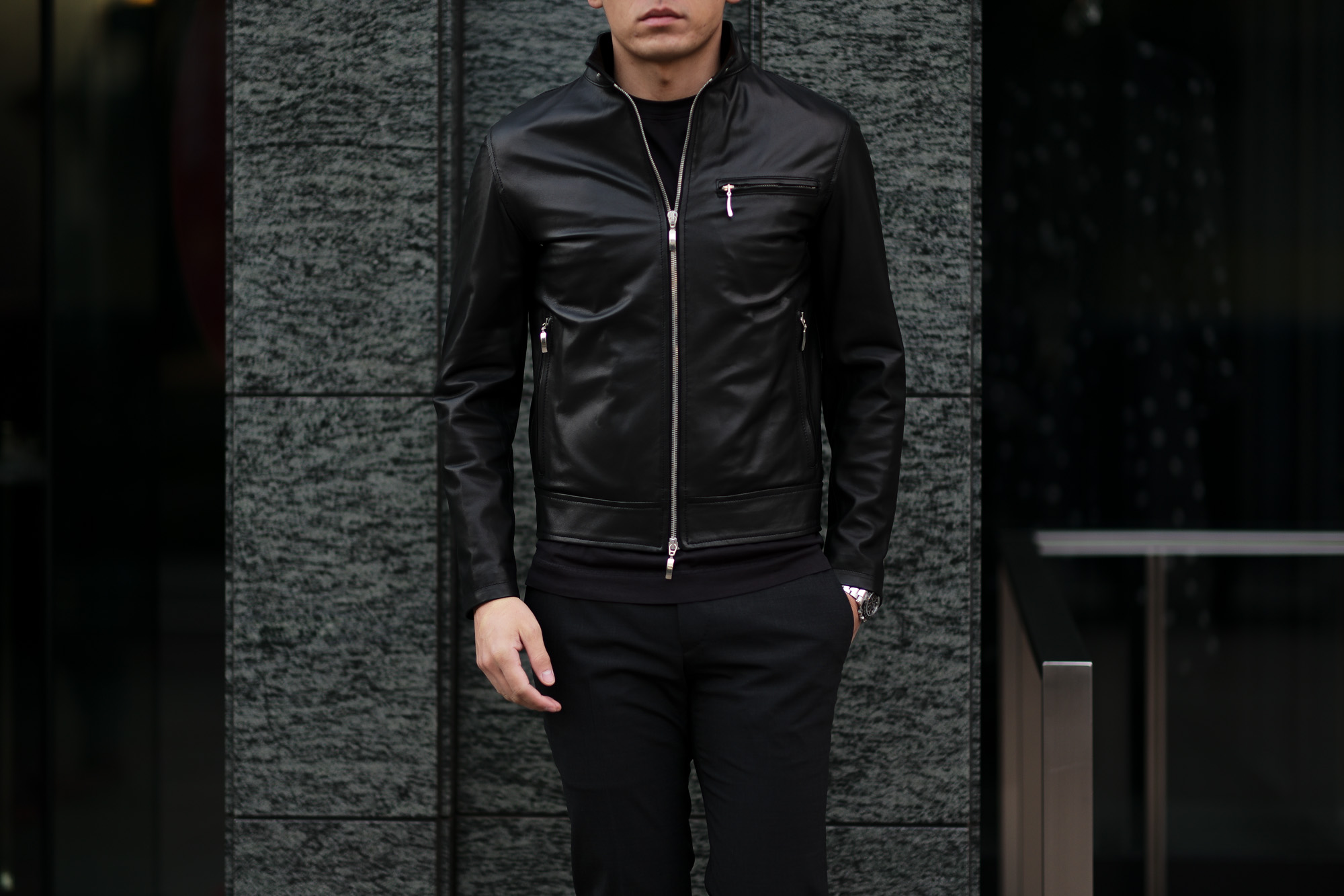 SILENCE(サイレンス) Single Leather Jacket (シングルレザー ジャケット) Goatskin Leather (ゴートスキンレザー) シングル ライダース ジャケット NERO (ブラック) Made in italy (イタリア製) 2020 春夏新作 愛知 名古屋 altoediritto アルトエデリット レザージャケット 