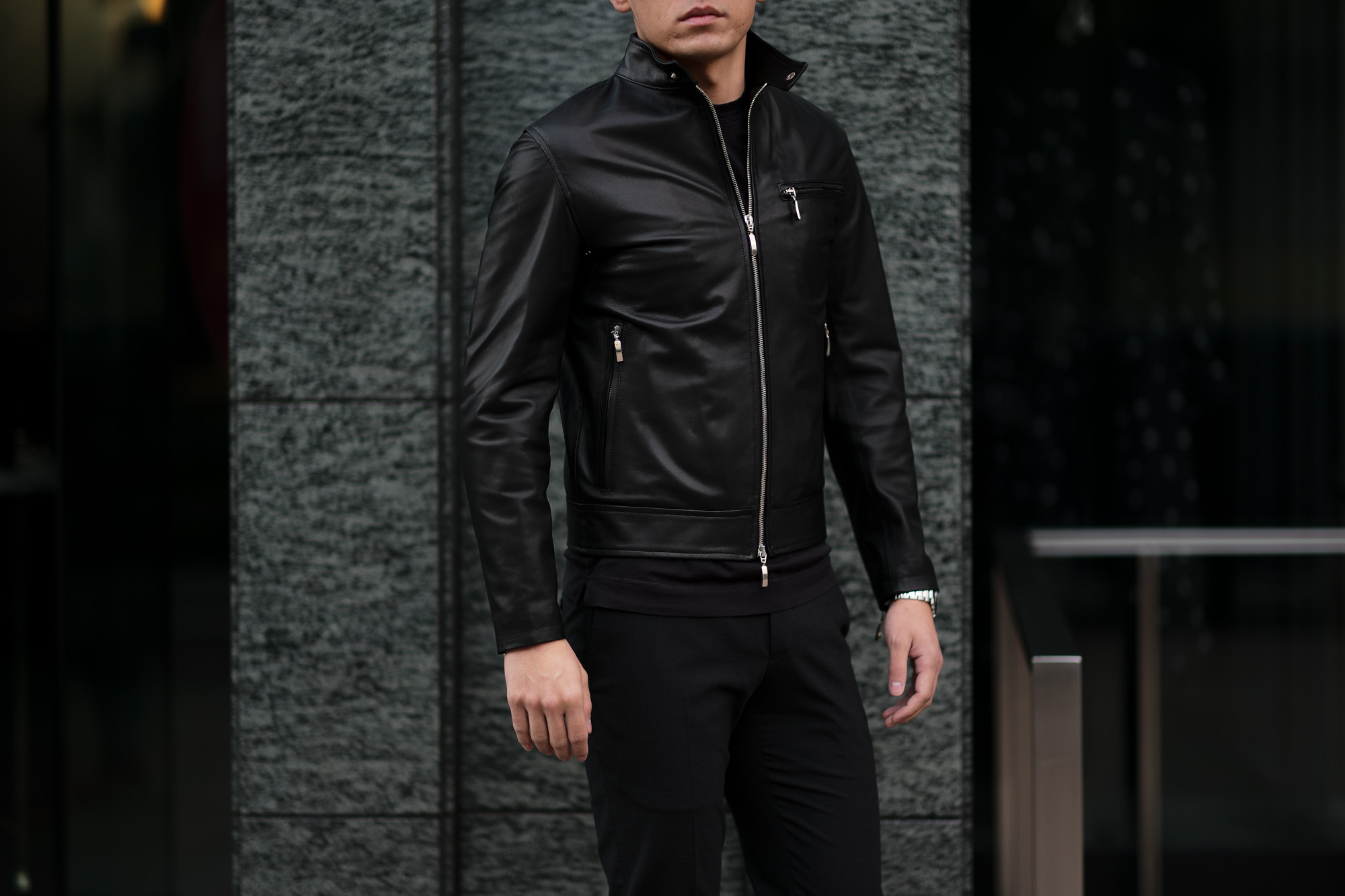 SILENCE(サイレンス) Single Leather Jacket (シングルレザー ジャケット) Goatskin Leather (ゴートスキンレザー) シングル ライダース ジャケット NERO (ブラック) Made in italy (イタリア製) 2020 春夏新作 愛知 名古屋 altoediritto アルトエデリット レザージャケット 