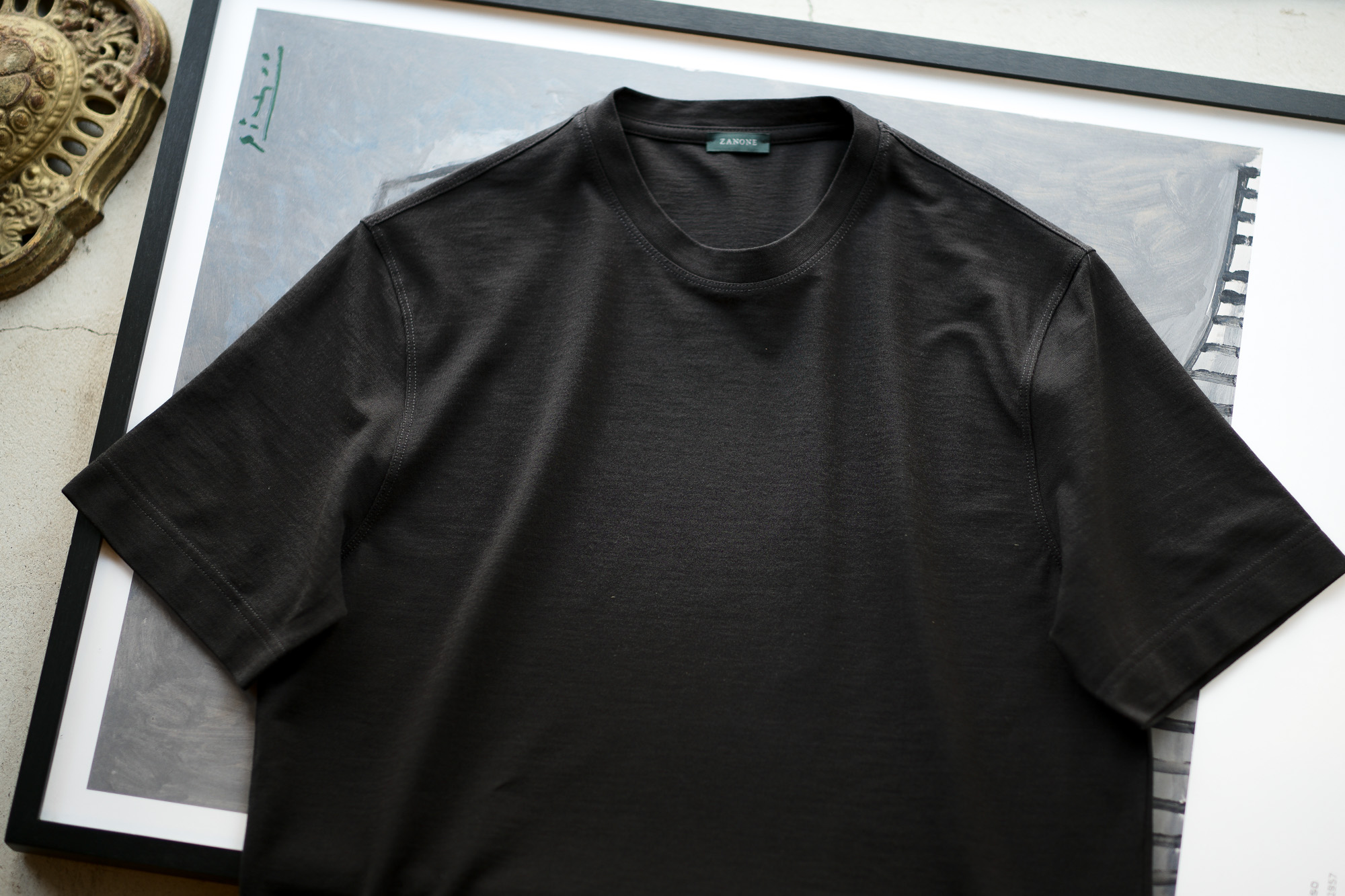 ZANONE(ザノーネ) Crew Neck T-shirt (クルーネックTシャツ) ice cotton アイスコットン Tシャツ BLACK (ブラック・Z0015) MADE IN ITALY(イタリア製) 2020 春夏新作 愛知 名古屋 altoediritto アルトエデリット tee 夏Tシャツ