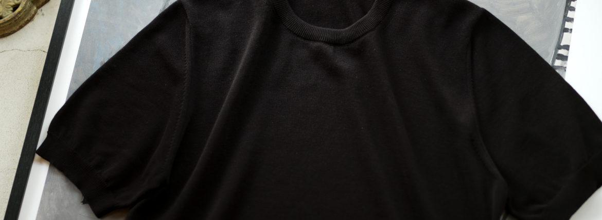 ZANONE(ザノーネ) Knit T-shirt (ニット Tシャツ) コットンニット Tシャツ BLACK (ブラック・Z3369) made in italy (イタリア製) 2020 春夏新作 愛知 名古屋 altoediritto アルトエデリット