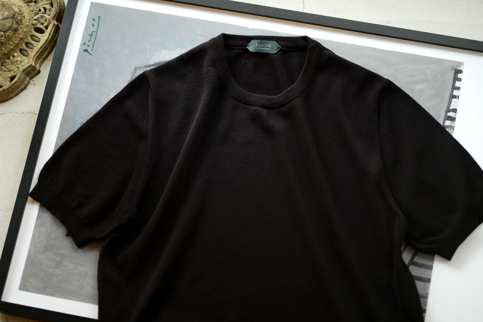 ZANONE(ザノーネ) Knit T-shirt (ニット Tシャツ) コットンニット Tシャツ BLACK (ブラック・Z3369) made in italy (イタリア製) 2020 春夏新作 愛知 名古屋 altoediritto アルトエデリット