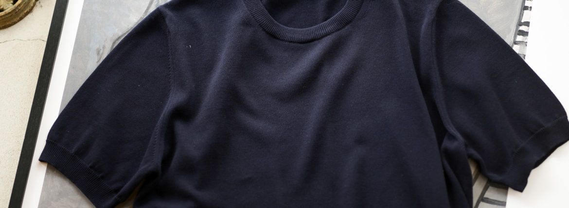 ZANONE(ザノーネ) Knit T-shirt (ニット Tシャツ) コットンニット Tシャツ NAVY (ネイビー・Z0542) made in italy (イタリア製) 2020 春夏新作 愛知 名古屋 altoediritto アルトエデリット