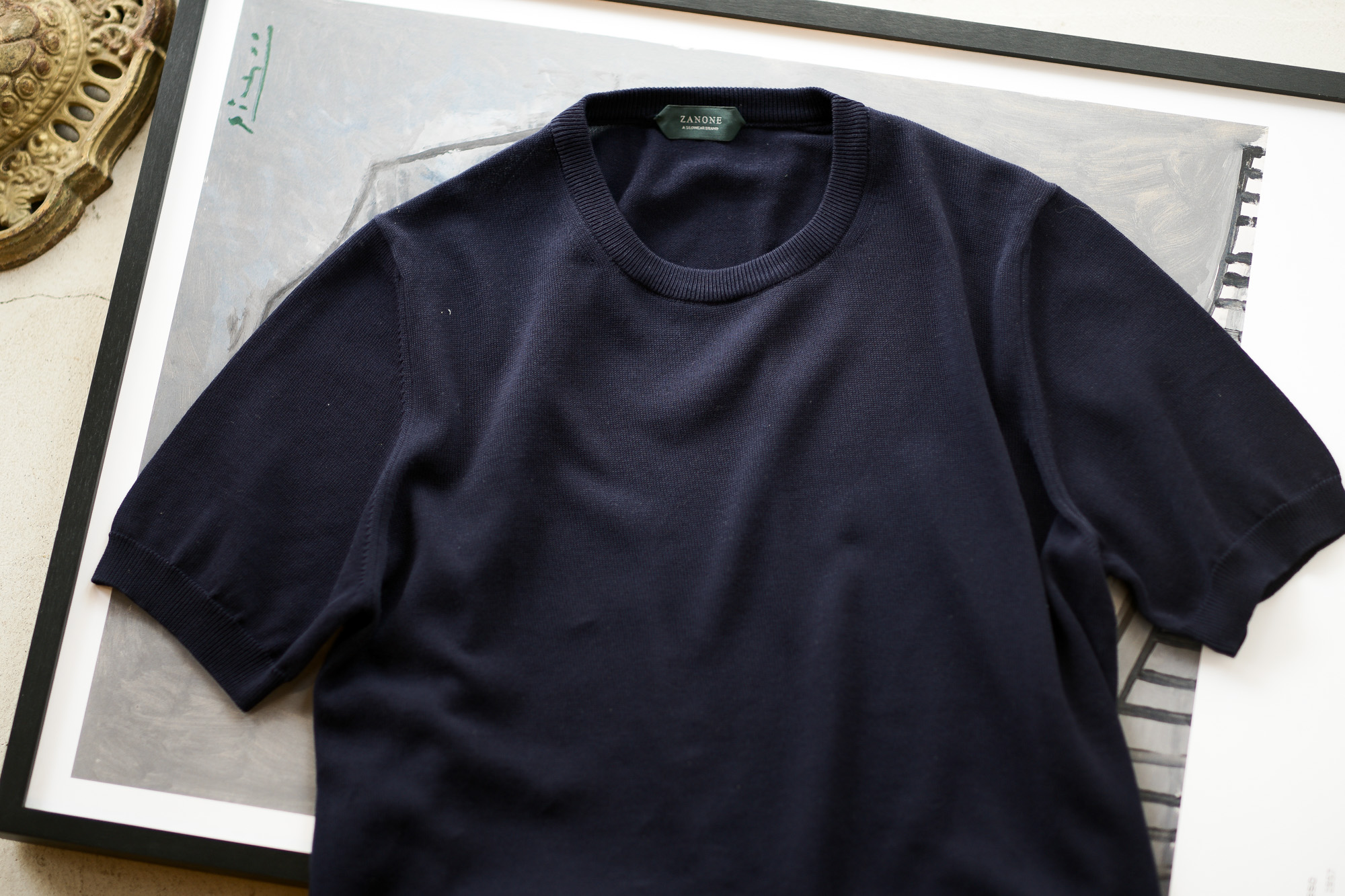 ZANONE(ザノーネ) Knit T-shirt (ニット Tシャツ) コットンニット Tシャツ NAVY (ネイビー・Z0542) made in italy (イタリア製) 2020 春夏新作 愛知 名古屋 altoediritto アルトエデリット