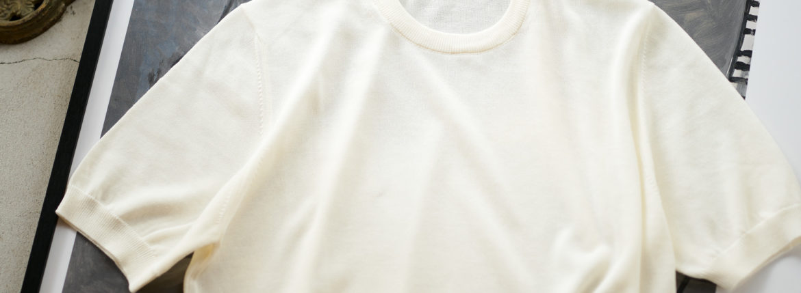 ZANONE(ザノーネ) Knit T-shirt (ニット Tシャツ) コットンニット Tシャツ WHITE (ホワイト・Z3372) made in italy (イタリア製) 2020 春夏新作 愛知 名古屋 altoediritto アルトエデリット