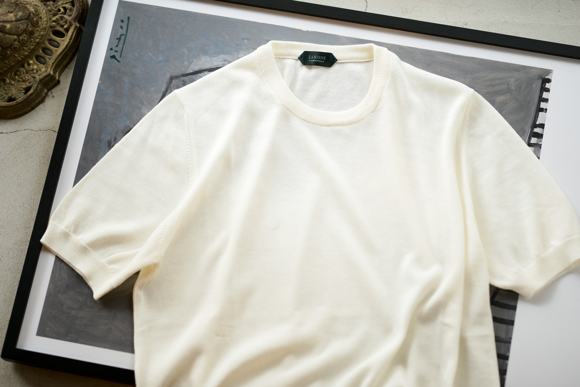 ZANONE(ザノーネ) Knit T-shirt (ニット Tシャツ) コットンニット Tシャツ WHITE (ホワイト・Z3372) made in italy (イタリア製) 2020 春夏新作 愛知 名古屋 altoediritto アルトエデリット