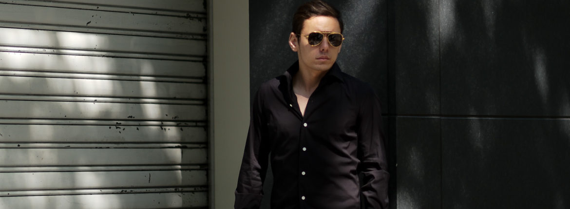 Finamore (フィナモレ) SEUL ITALIAN COLOR STRETCH COTTON SHIRTS ストレッチコットン ワンピースカラー シャツ BLACK (ブラック) made in italy (イタリア製) 2020 春夏新作 愛知 名古屋 altoediritto アルトエデリット