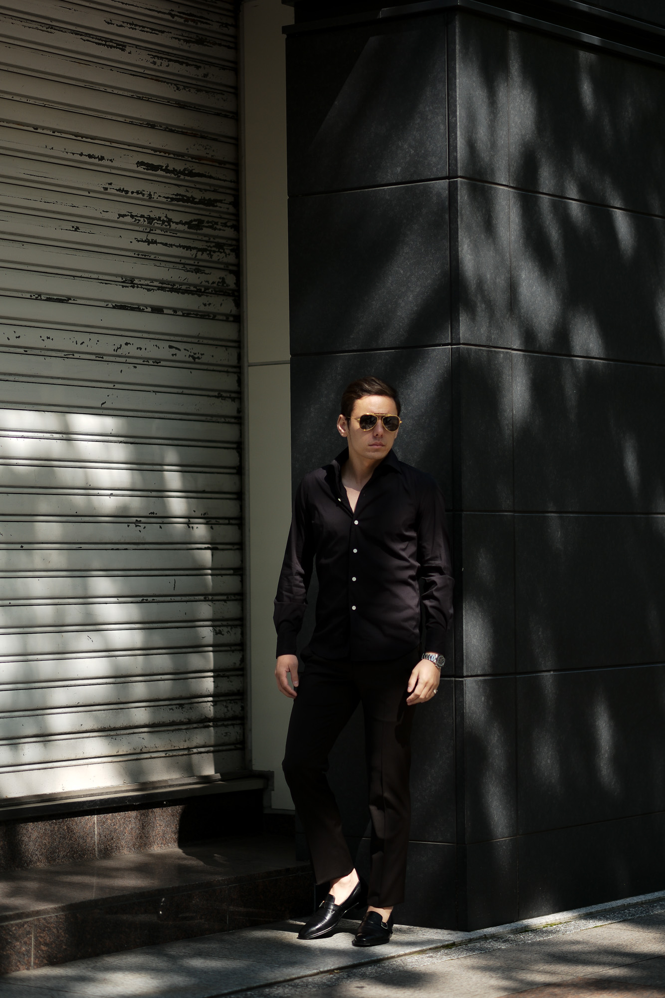 Finamore (フィナモレ) SEUL ITALIAN COLOR STRETCH COTTON SHIRTS ストレッチコットン ワンピースカラー シャツ BLACK (ブラック) made in italy (イタリア製) 2020 春夏新作 愛知 名古屋 altoediritto アルトエデリット