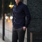 Finamore (フィナモレ) SEUL ITALIAN COLOR STRETCH COTTON SHIRTS ストレッチコットン ワンピースカラー シャツ NAVY (ネイビー) made in italy (イタリア製) 2020 秋冬 【ご予約開始】のイメージ