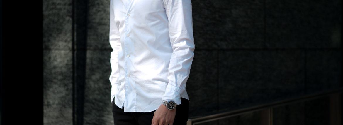 Finamore (フィナモレ) SEUL ITALIAN COLOR STRETCH COTTON SHIRTS ストレッチコットン ワンピースカラー シャツ WHITE (ホワイト・01) made in italy (イタリア製) 2020 春夏新作 愛知 名古屋 altoediritto アルトエデリット