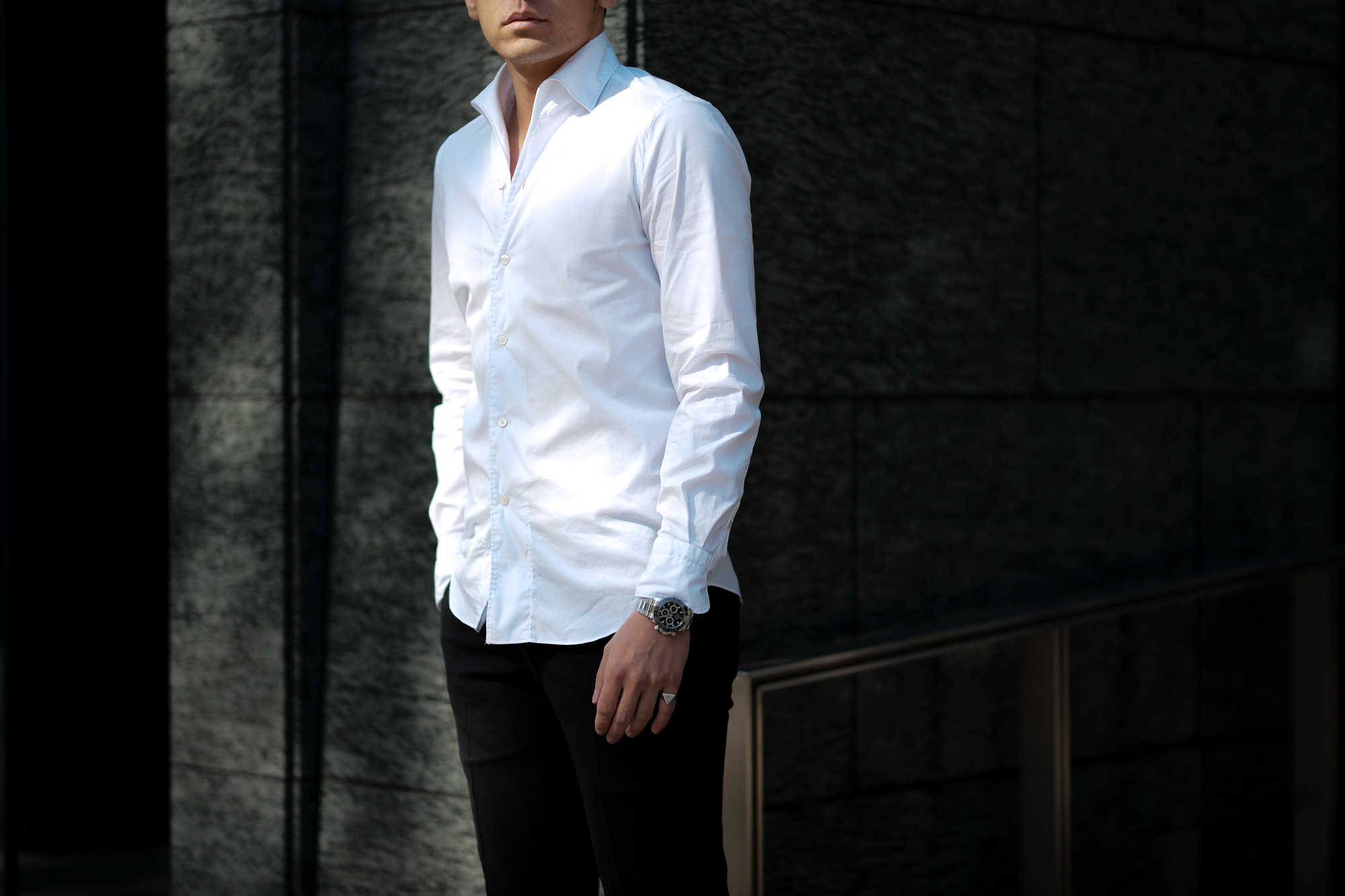 Finamore (フィナモレ) SEUL ITALIAN COLOR STRETCH COTTON SHIRTS ストレッチコットン ワンピースカラー シャツ WHITE (ホワイト・01) made in italy (イタリア製) 2020 春夏新作 愛知 名古屋 altoediritto アルトエデリット