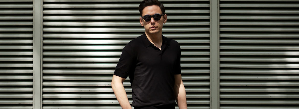 Gran Sasso (グランサッソ) Silk Knit Polo Shirt (シルクニットポロシャツ) SETA (シルク 100%) シルク ニット ポロシャツ BLACK (ブラック・099) made in italy (イタリア製) 2020 春夏新作のイメージ