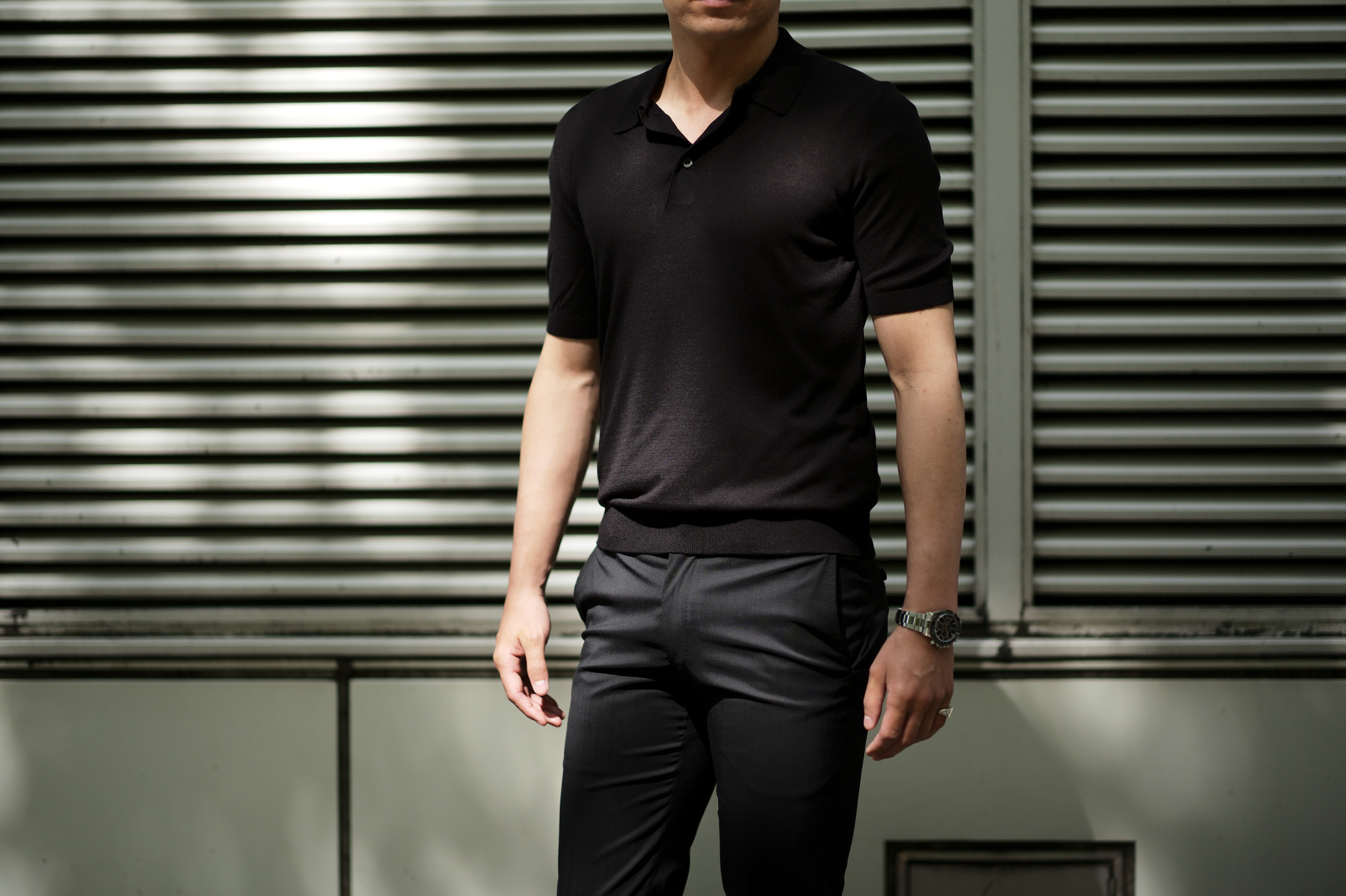 Gran Sasso (グランサッソ) Silk Knit Polo Shirt (シルクニットポロシャツ) SETA (シルク 100%) シルク ニット ポロシャツ BLACK (ブラック・099) made in italy (イタリア製) 2020 春夏新作  愛知 名古屋 altoediritto アルトエデリット