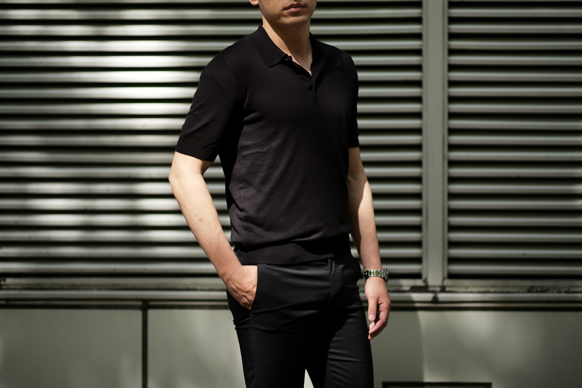 Gran Sasso (グランサッソ) Silk Knit Polo Shirt (シルクニットポロシャツ) SETA (シルク 100%) シルク ニット ポロシャツ BLACK (ブラック・099) made in italy (イタリア製) 2020 春夏新作  愛知 名古屋 altoediritto アルトエデリット