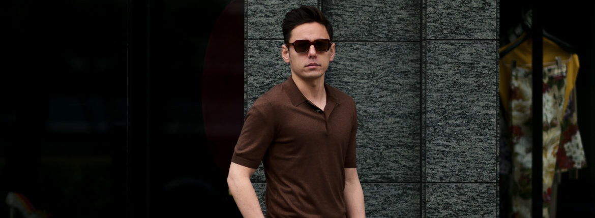 Gran Sasso (グランサッソ) Silk Knit Polo Shirt (シルクニットポロシャツ) SETA (シルク 100%) シルク ニット ポロシャツ GOLD (ゴールド・170) made in italy (イタリア製) 2020 春夏新作 愛知 名古屋 altoediritto アルトエデリット