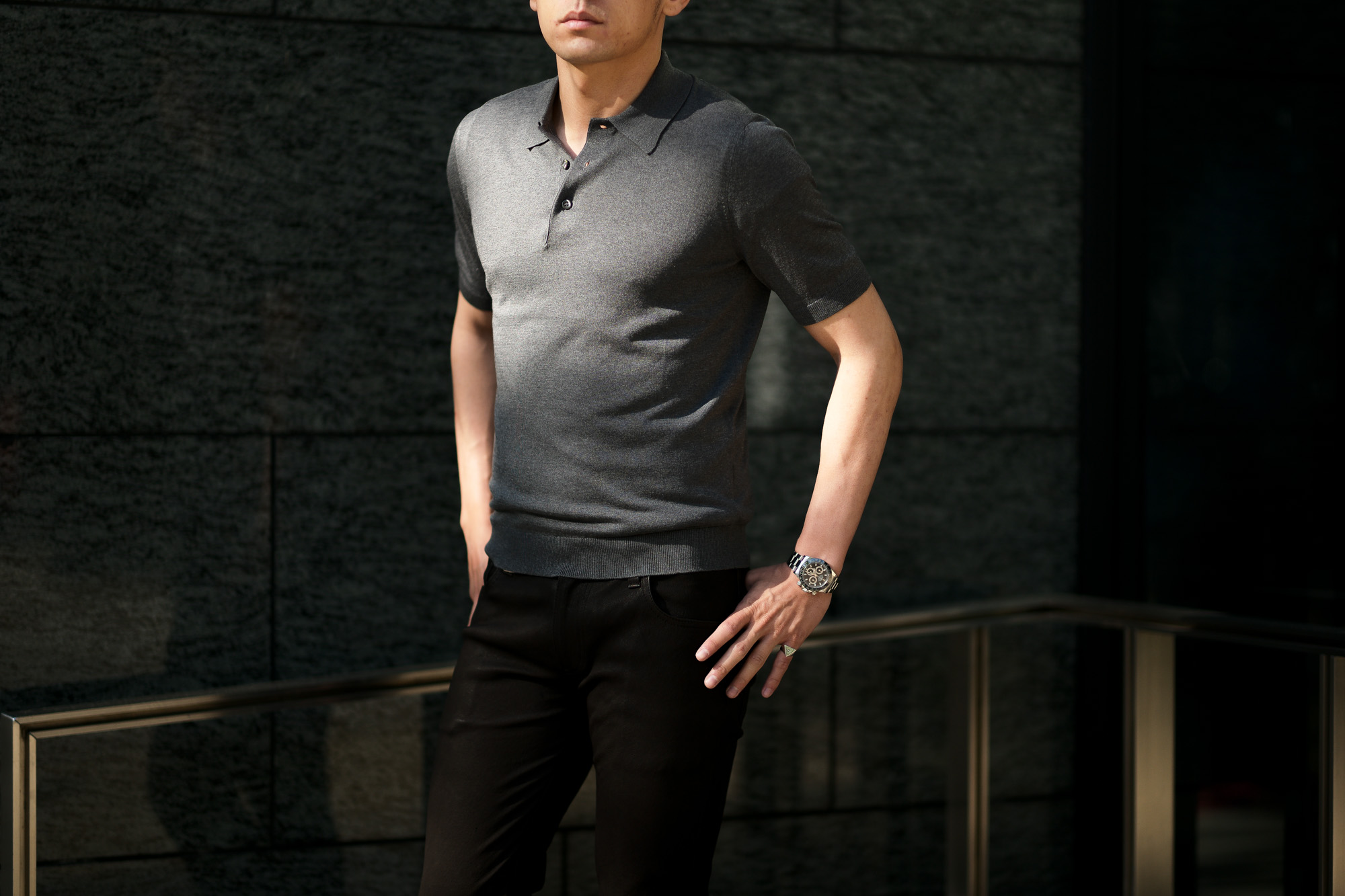 Gran Sasso (グランサッソ) Silk Knit Polo Shirt (シルクニットポロシャツ) SETA (シルク 100%) シルク ニット ポロシャツ GREY (グレー・097) made in italy (イタリア製) 2020 春夏新作 愛知 名古屋 altoediritto アルトエデリット