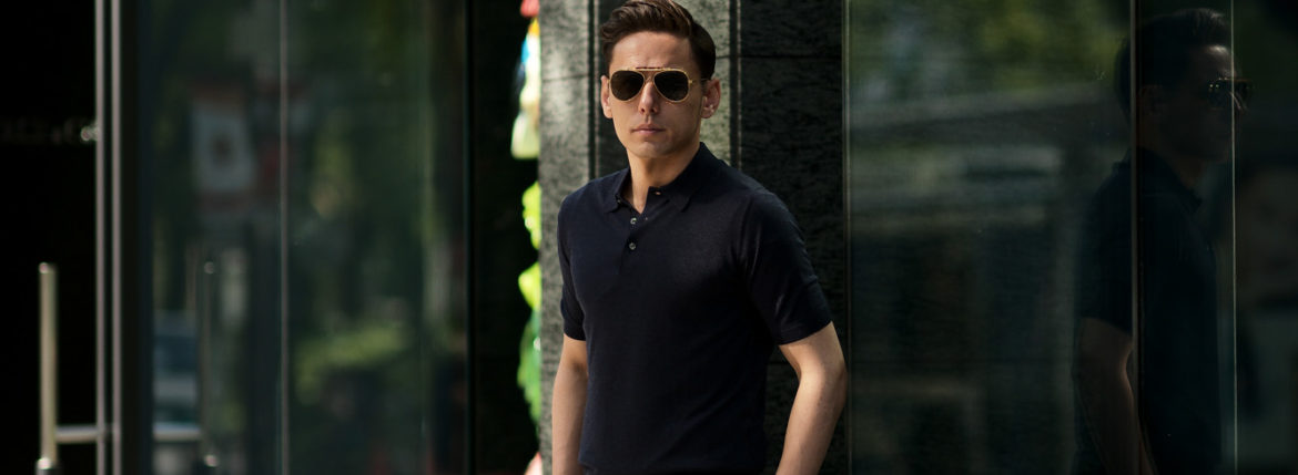 Gran Sasso (グランサッソ) Silk Knit Polo Shirt (シルクニットポロシャツ) SETA (シルク 100%) シルク ニット ポロシャツ NAVY (ネイビー・597) made in italy (イタリア製) 2020 春夏新作 愛知 名古屋 altoediritto アルトエデリット