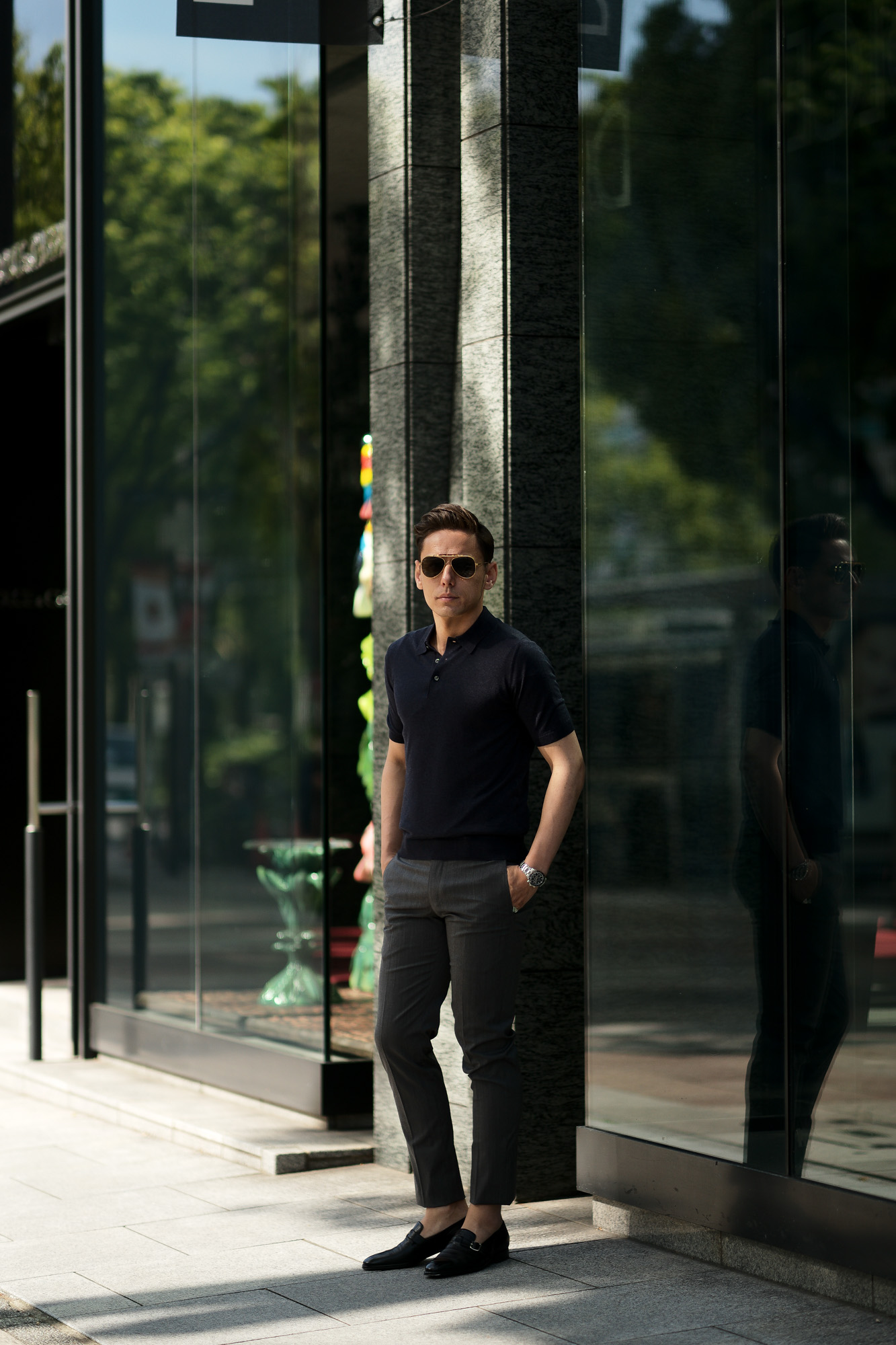 Gran Sasso (グランサッソ) Silk Knit Polo Shirt (シルクニットポロシャツ) SETA (シルク 100%) シルク ニット ポロシャツ NAVY (ネイビー・597) made in italy (イタリア製) 2020 春夏新作 愛知 名古屋 altoediritto アルトエデリット