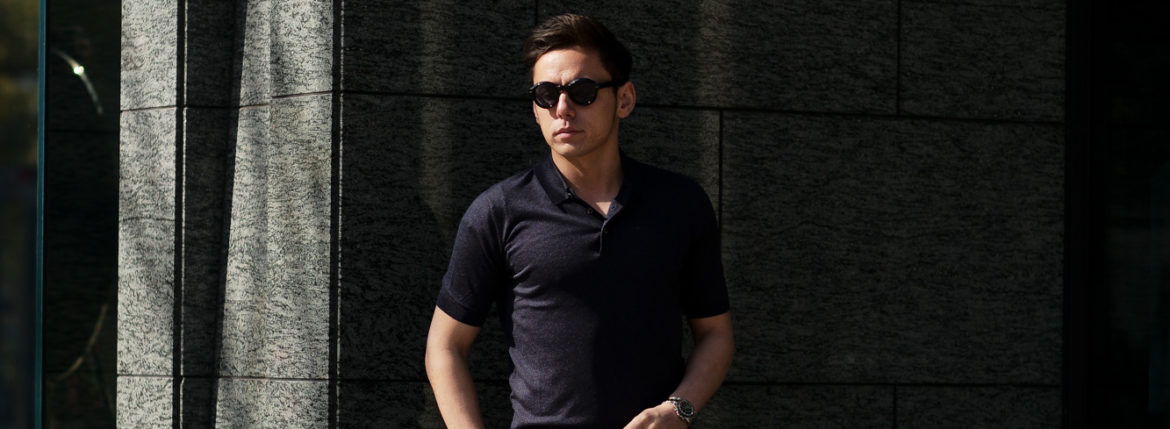 Gran Sasso (グランサッソ) Silk Knit Polo Shirt (シルクニットポロシャツ) SETA (シルク 100%) シルク ニット ポロシャツ NAVY (ネイビー・597) made in italy (イタリア製) 2020 春夏新作 愛知 名古屋 altoediritto アルトエデリット