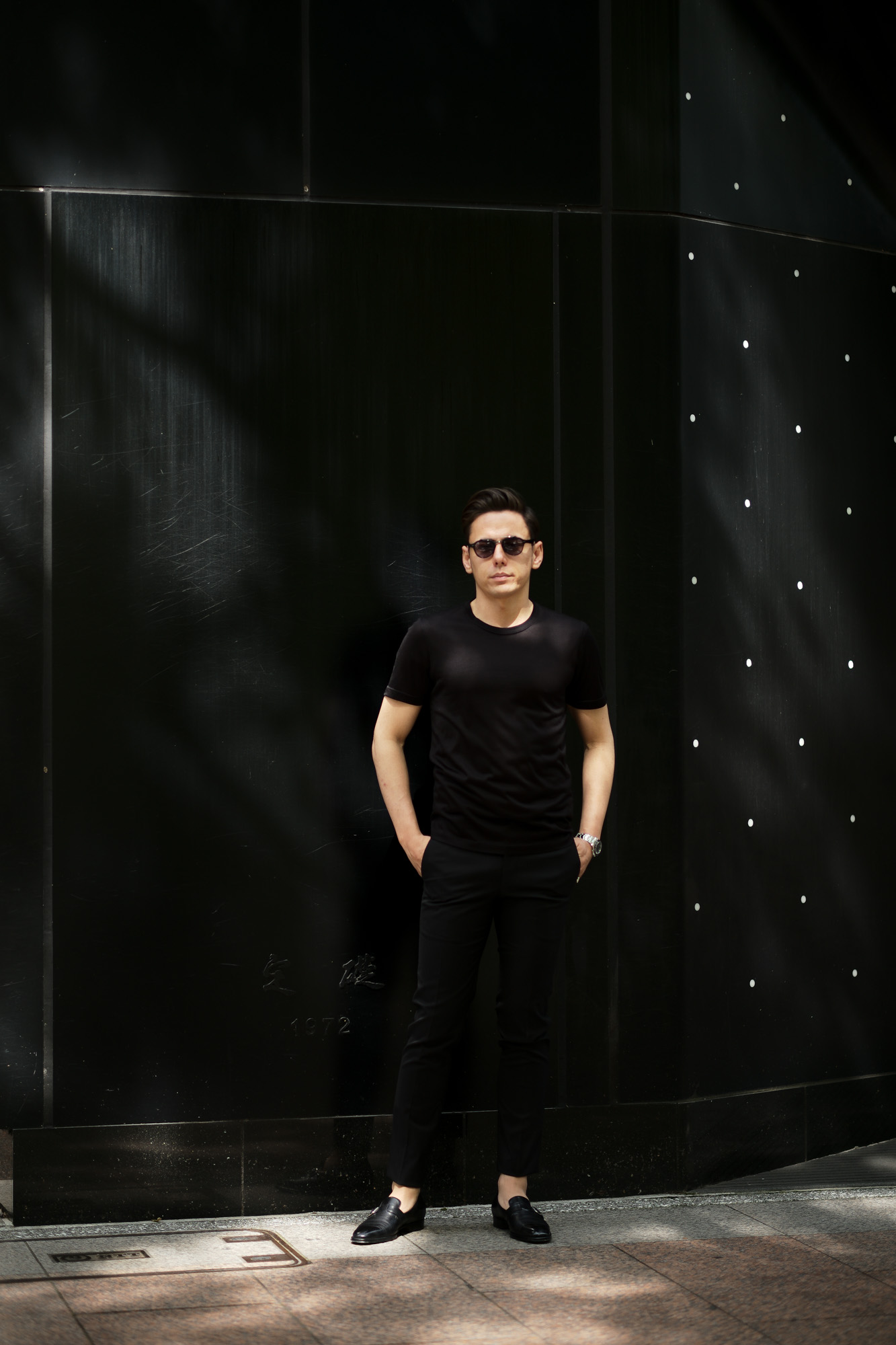 Gran Sasso (グランサッソ) Silk T-shirt (シルク Tシャツ) SETA (シルク 100%) ショートスリーブ シルク Tシャツ BLACK (ブラック・303) made in italy (イタリア製) 2020 春夏新作    愛知 名古屋 altoediritto アルトエデリット