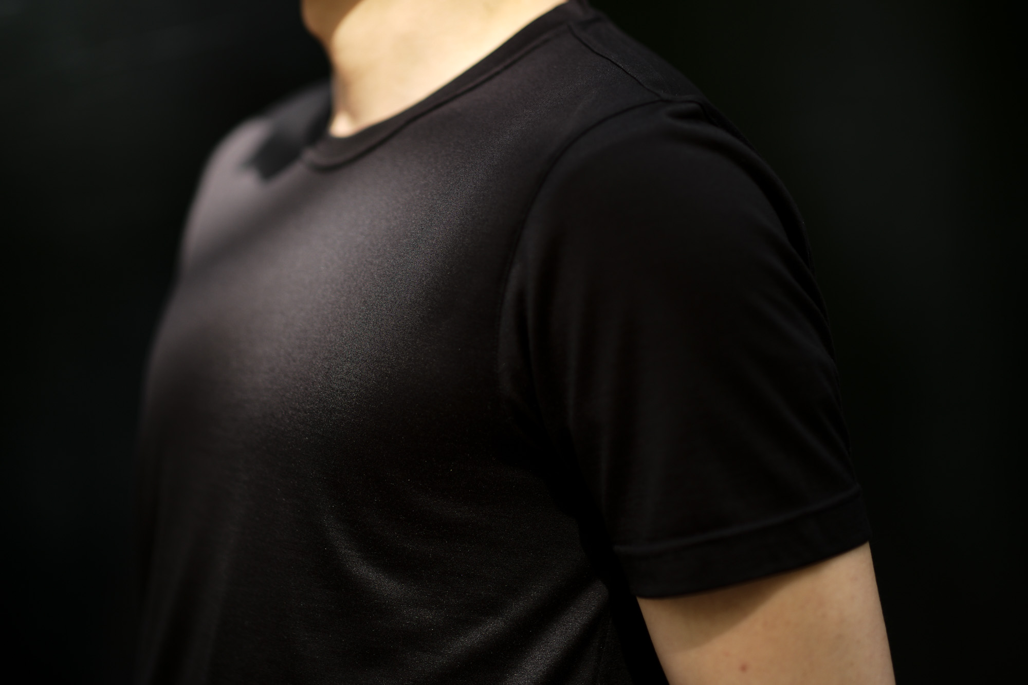 Gran Sasso (グランサッソ) Silk T-shirt (シルク Tシャツ) SETA (シルク 100%) ショートスリーブ シルク Tシャツ BLACK (ブラック・303) made in italy (イタリア製) 2020 春夏新作    愛知 名古屋 altoediritto アルトエデリット