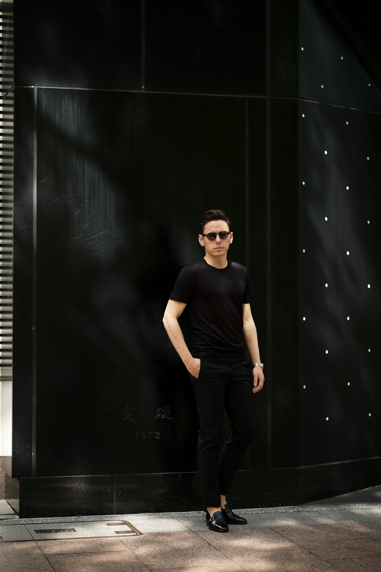 Gran Sasso (グランサッソ) Silk T-shirt (シルク Tシャツ) SETA (シルク 100%) ショートスリーブ シルク Tシャツ BLACK (ブラック・303) made in italy (イタリア製) 2020 春夏新作    愛知 名古屋 altoediritto アルトエデリット