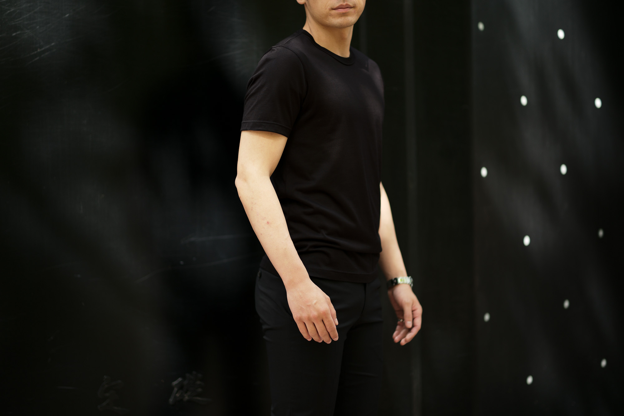 Gran Sasso (グランサッソ) Silk T-shirt (シルク Tシャツ) SETA (シルク 100%) ショートスリーブ シルク Tシャツ BLACK (ブラック・303) made in italy (イタリア製) 2020 春夏新作    愛知 名古屋 altoediritto アルトエデリット