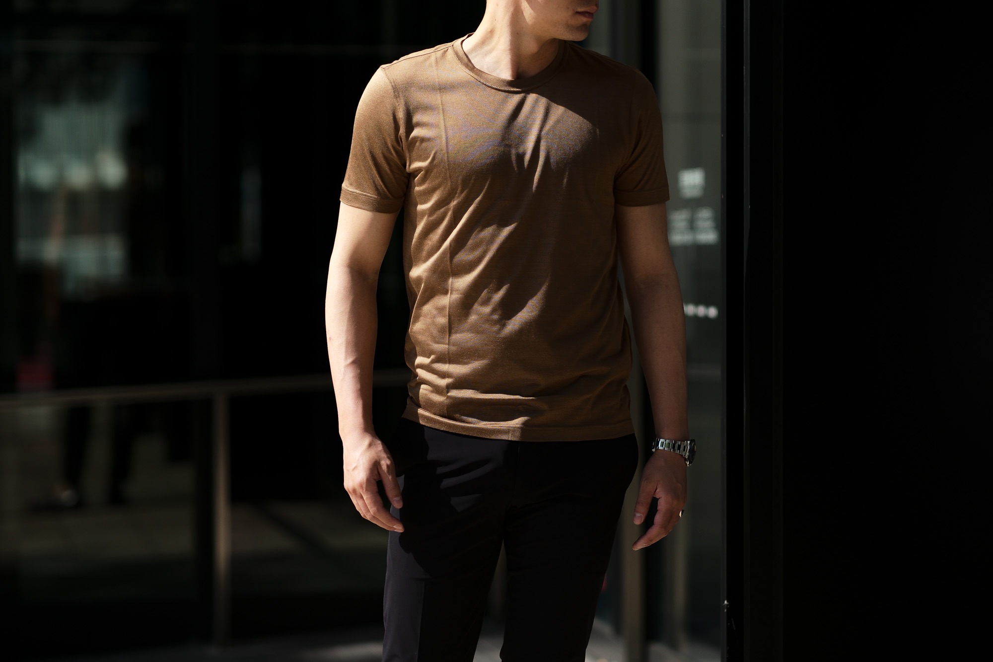 Gran Sasso (グランサッソ) Silk T-shirt (シルク Tシャツ) SETA (シルク 100%) ショートスリーブ シルク Tシャツ GOLD (ゴールド・160) made in italy (イタリア製) 2020 春夏新作  愛知 名古屋 altoediritto アルトエデリット