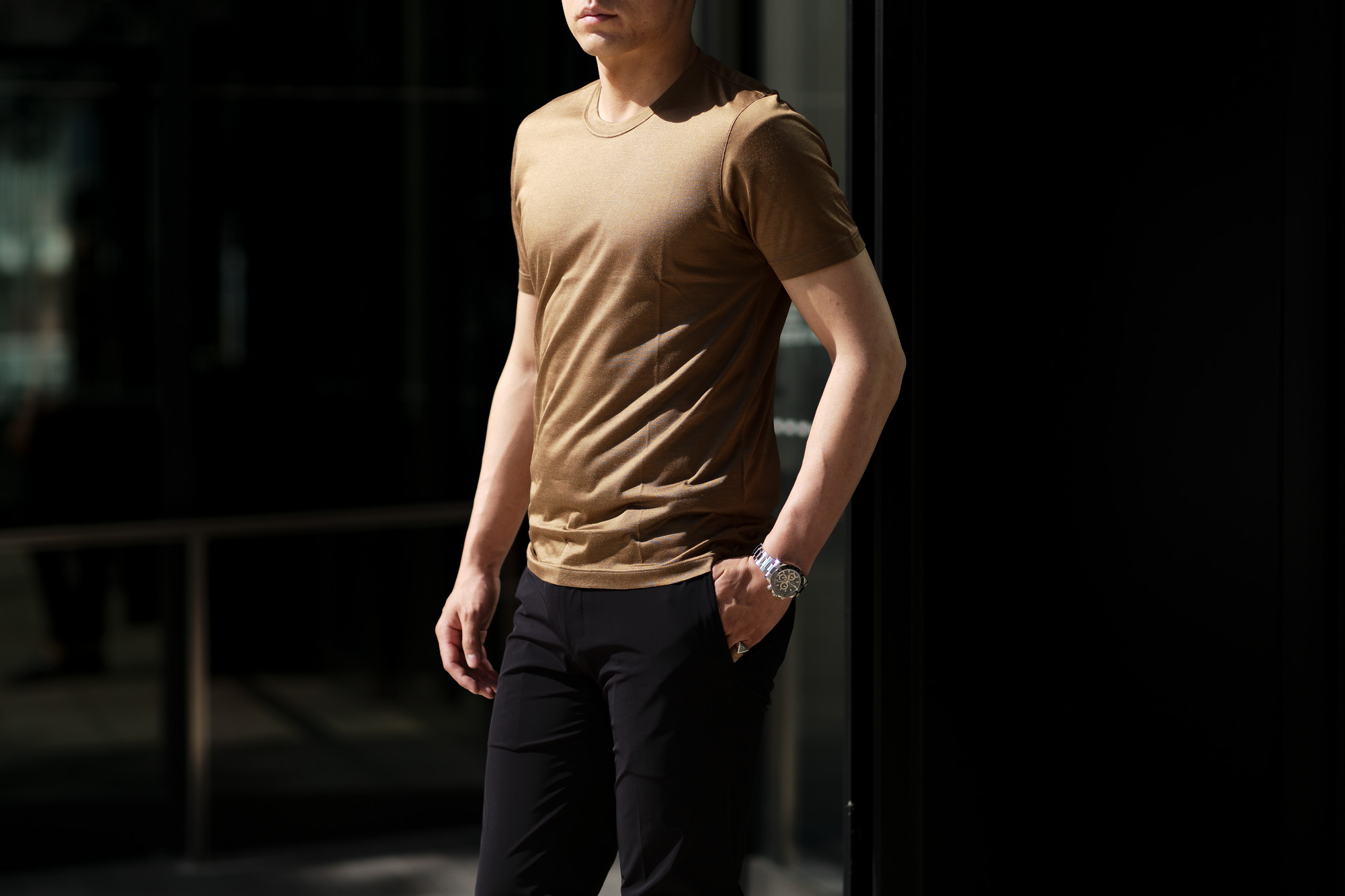 Gran Sasso (グランサッソ) Silk T-shirt (シルク Tシャツ) SETA (シルク 100%) ショートスリーブ シルク Tシャツ GOLD (ゴールド・160) made in italy (イタリア製) 2020 春夏新作  愛知 名古屋 altoediritto アルトエデリット