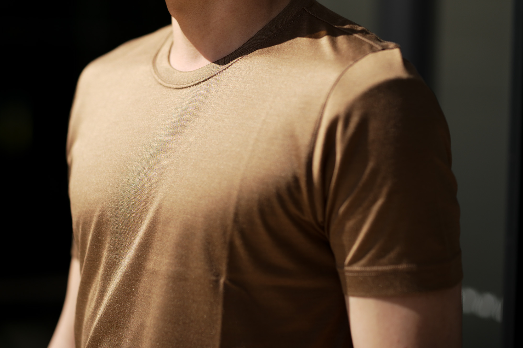 Gran Sasso (グランサッソ) Silk T-shirt (シルク Tシャツ) SETA (シルク 100%) ショートスリーブ シルク Tシャツ GOLD (ゴールド・160) made in italy (イタリア製) 2020 春夏新作  愛知 名古屋 altoediritto アルトエデリット