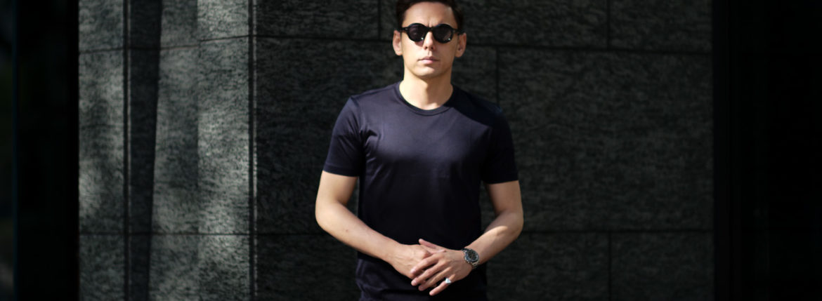 Gran Sasso (グランサッソ) Silk T-shirt (シルク Tシャツ) SETA (シルク 100%) ショートスリーブ シルク Tシャツ NAVY (ネイビー・308) made in italy (イタリア製) 2020 春夏新作 愛知 名古屋 altoediritto アルトエデリット