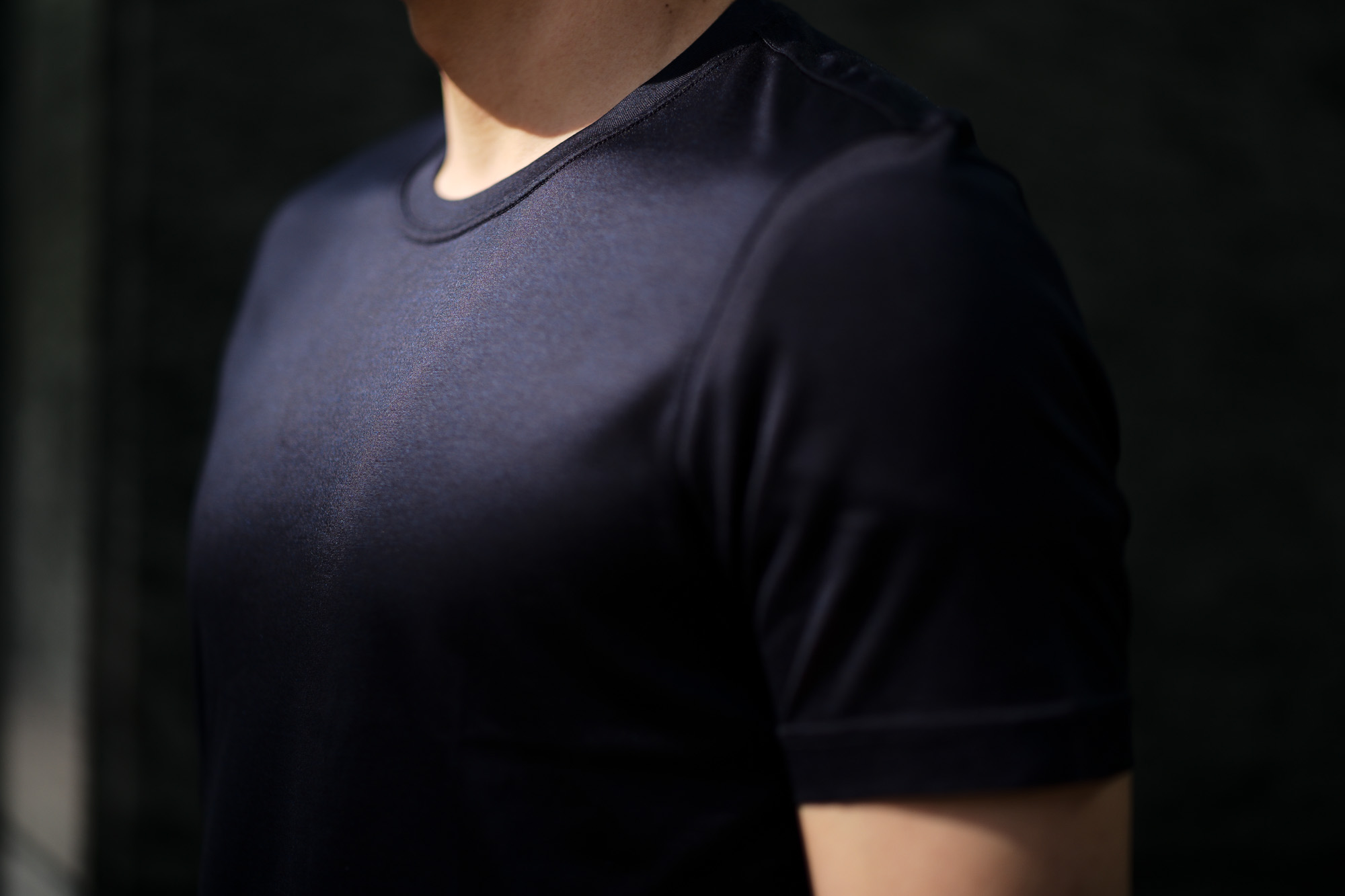 Gran Sasso (グランサッソ) Silk T-shirt (シルク Tシャツ) SETA (シルク 100%) ショートスリーブ シルク Tシャツ NAVY (ネイビー・308) made in italy (イタリア製) 2020 春夏新作   愛知 名古屋 altoediritto アルトエデリット