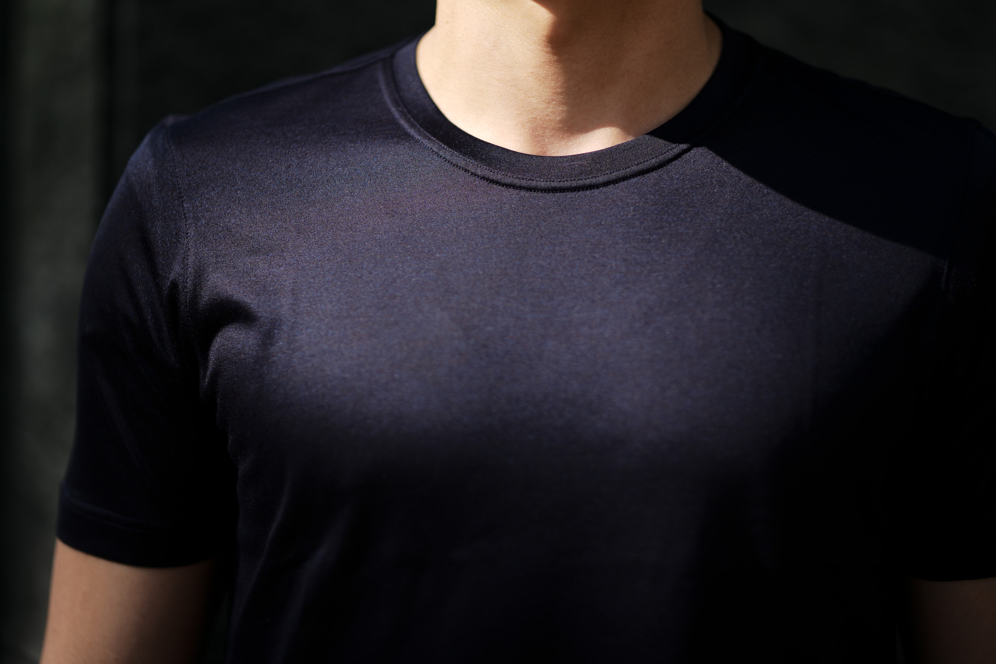 Gran Sasso (グランサッソ) Silk T-shirt (シルク Tシャツ) SETA (シルク 100%) ショートスリーブ シルク Tシャツ NAVY (ネイビー・308) made in italy (イタリア製) 2020 春夏新作   愛知 名古屋 altoediritto アルトエデリット